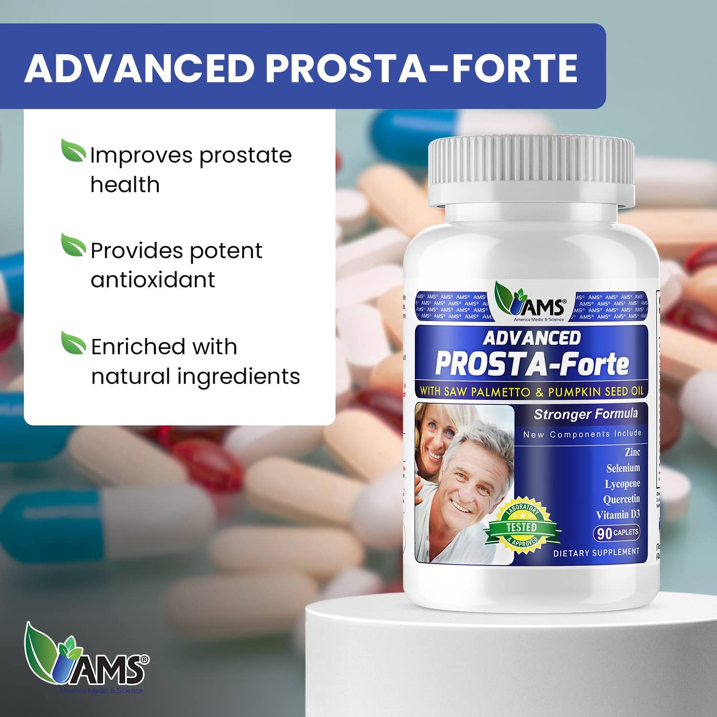 America Medic & Science Advanced Prosta-Forte Caplets, 90 Count