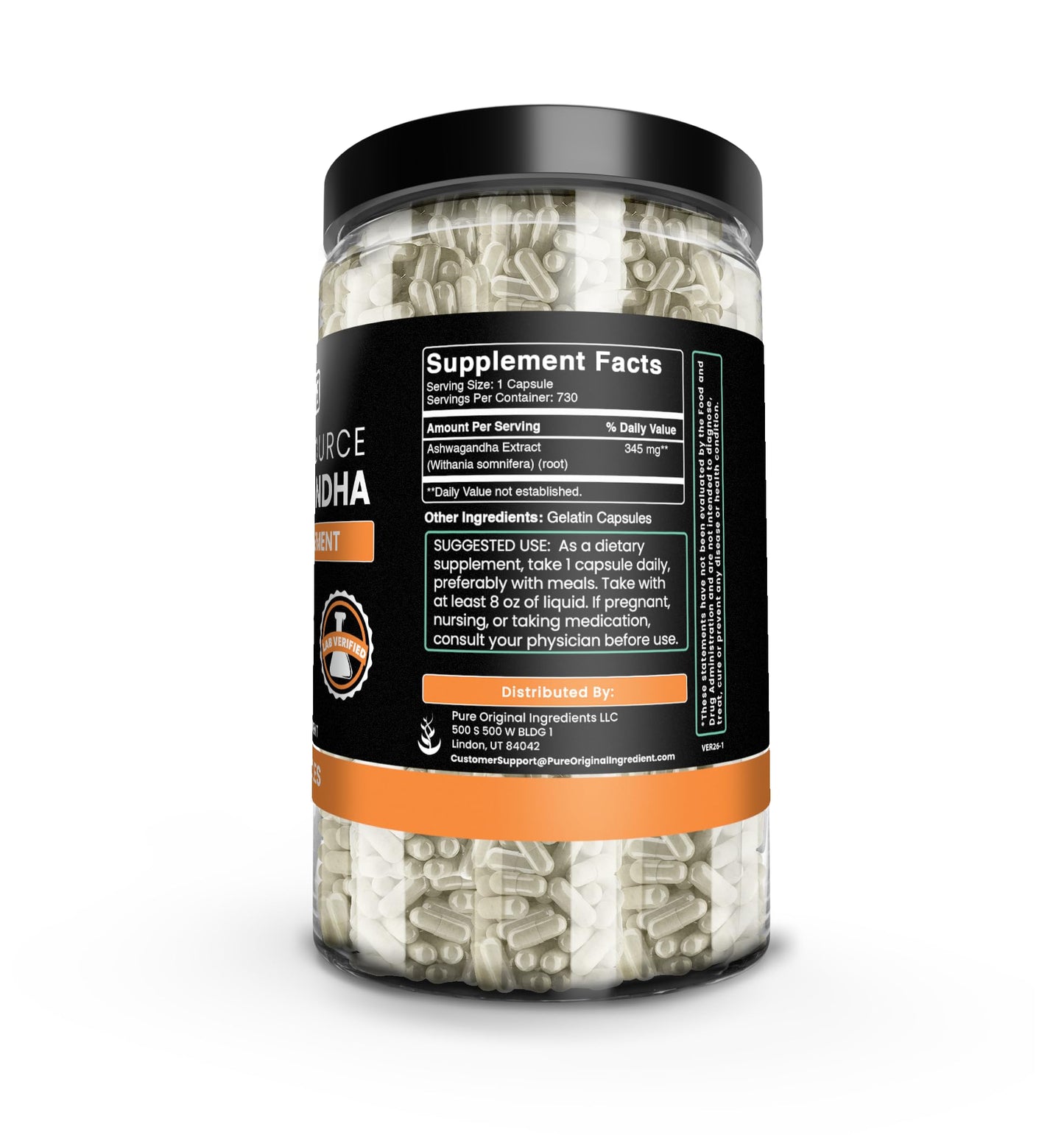 Pure Original Ingredients Ashwagandha Capsules 730
