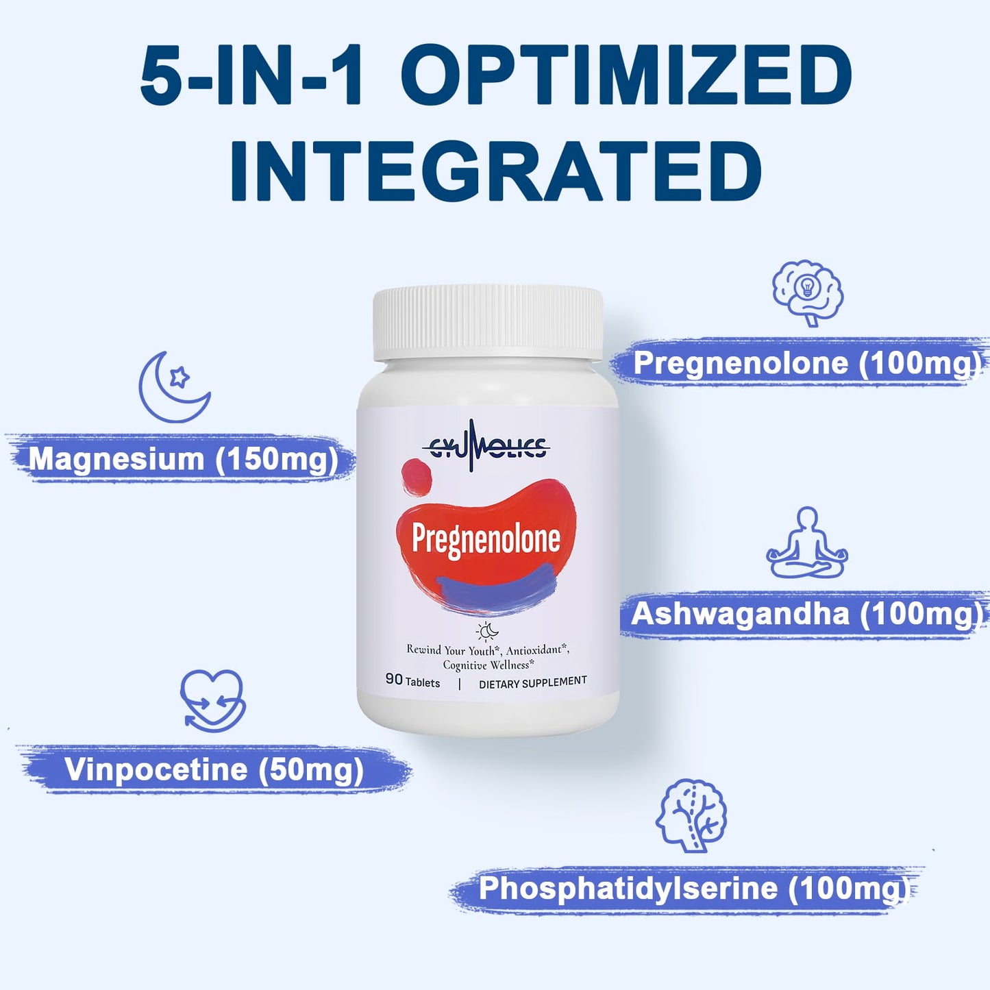 Gyumolics Pregnenolone Supplement 100mg Tablet, 180 Count