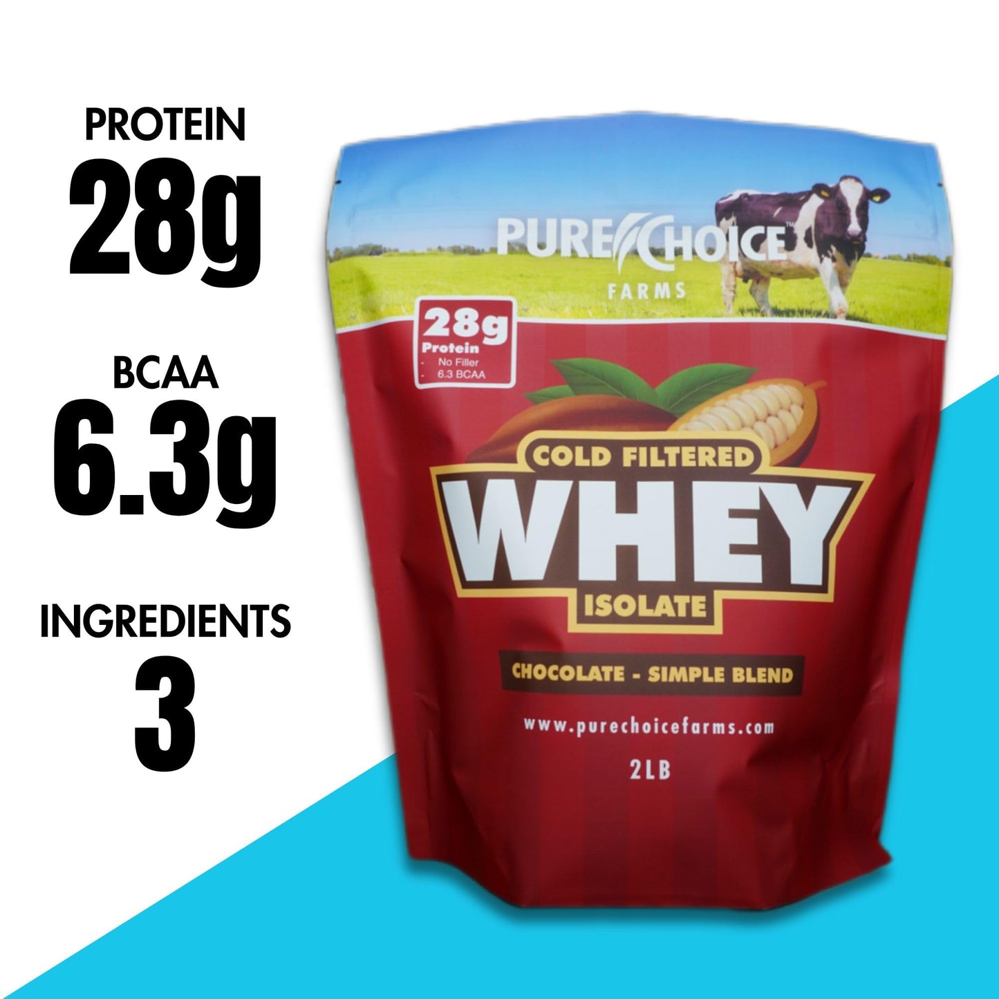 Pure Choice Whey Chocolate Whey Protein Isolate Powder, 32 Servings