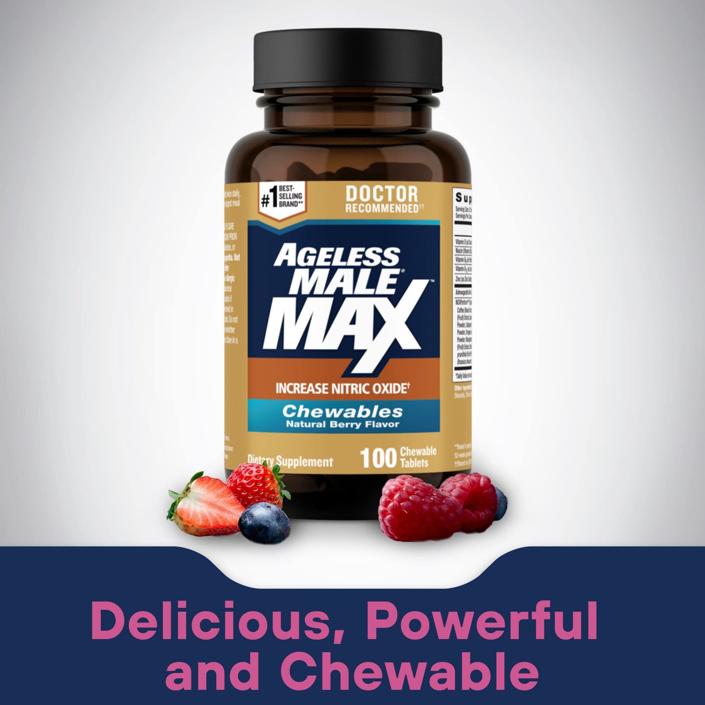Ageless Male Max Chewable Nitric Oxide Booster for Men, 100 Count