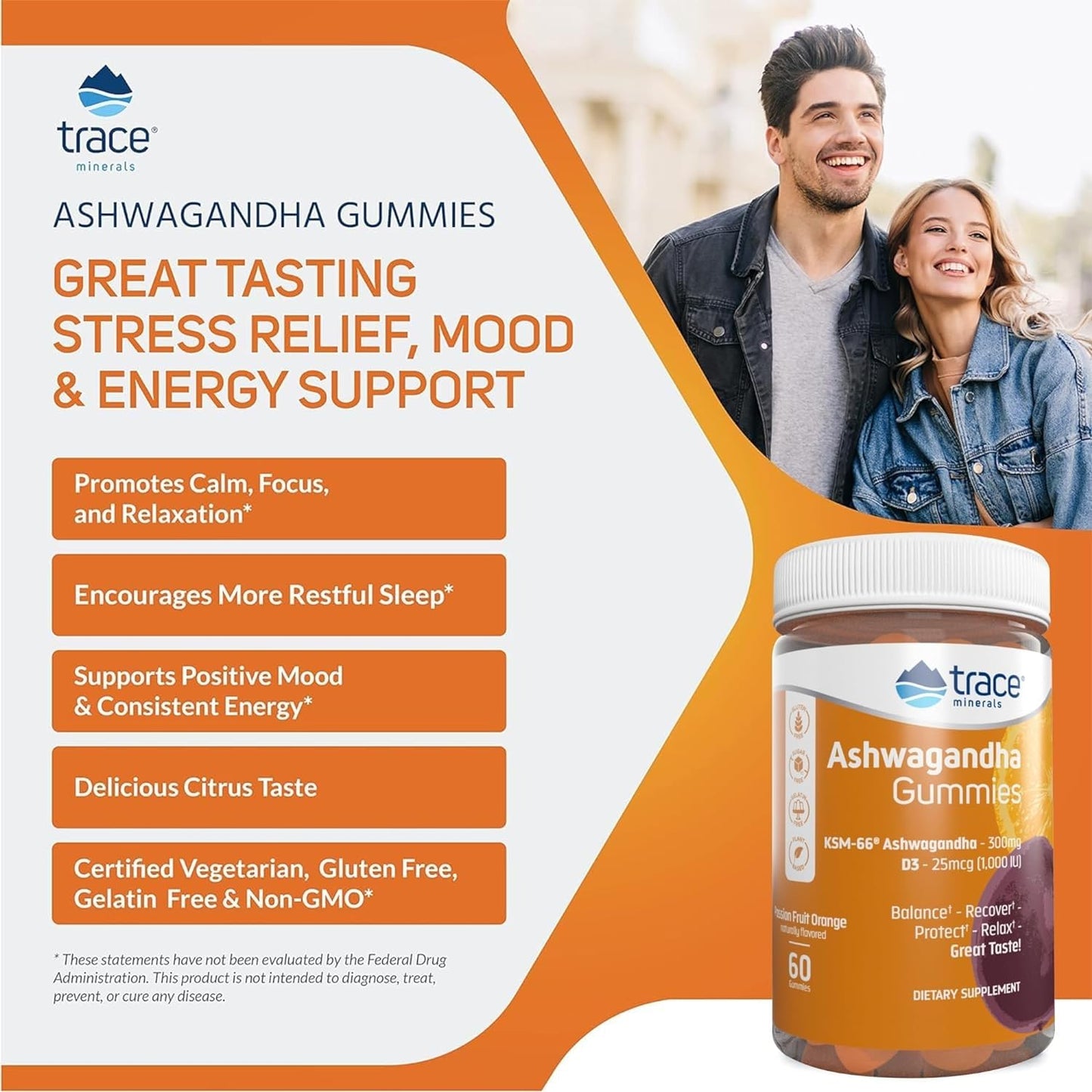 Trace Minerals Ashwagandha Gummy 60 Gummies