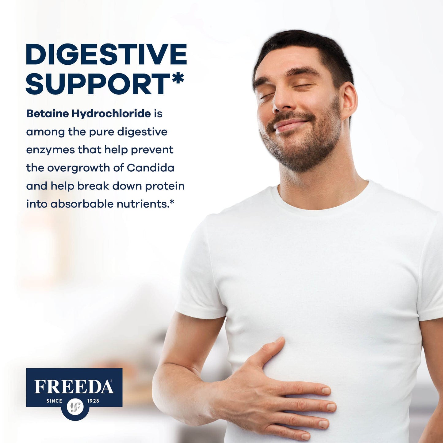 Freeda Betaine HCl Vegan Digestive Supplement Capsule, 90 Capsules