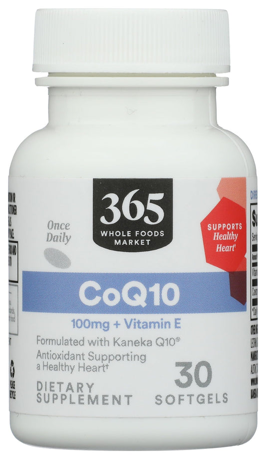 365 by Whole Foods Market CoQ10 100 mg Plus Vitamin E Tablet, 30 Count