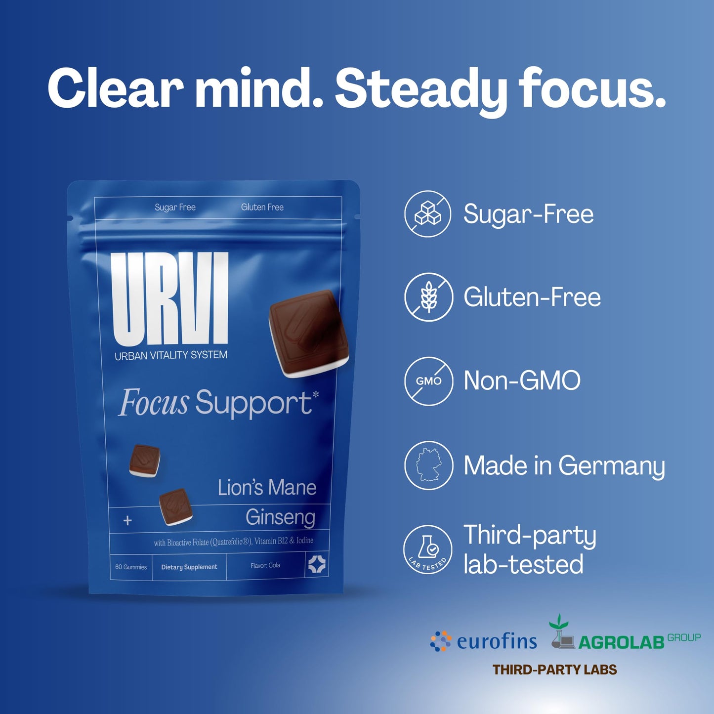 URVI Lion's Mane Gummies 5-in-1 60 Count