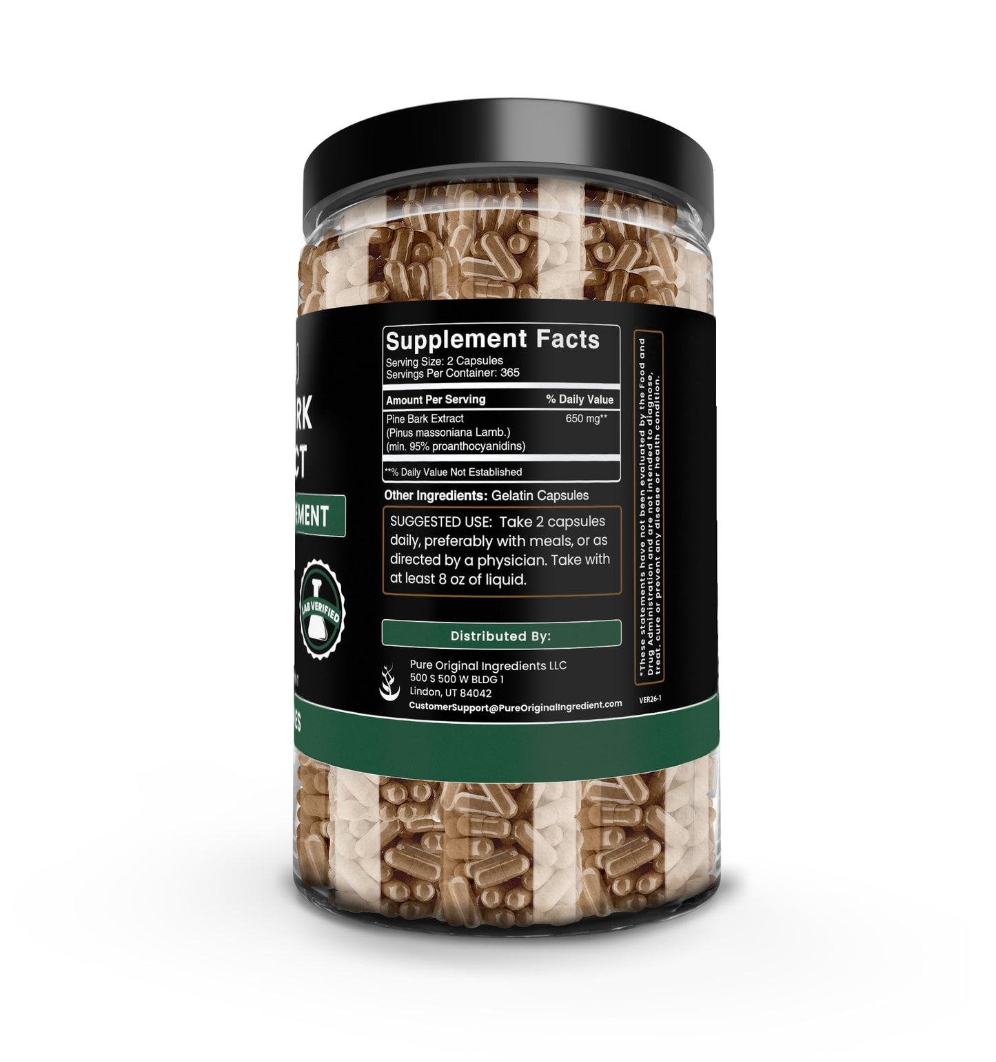 PURE ORIGINAL INGREDIENTS Pine Bark Extract Capsules 730
