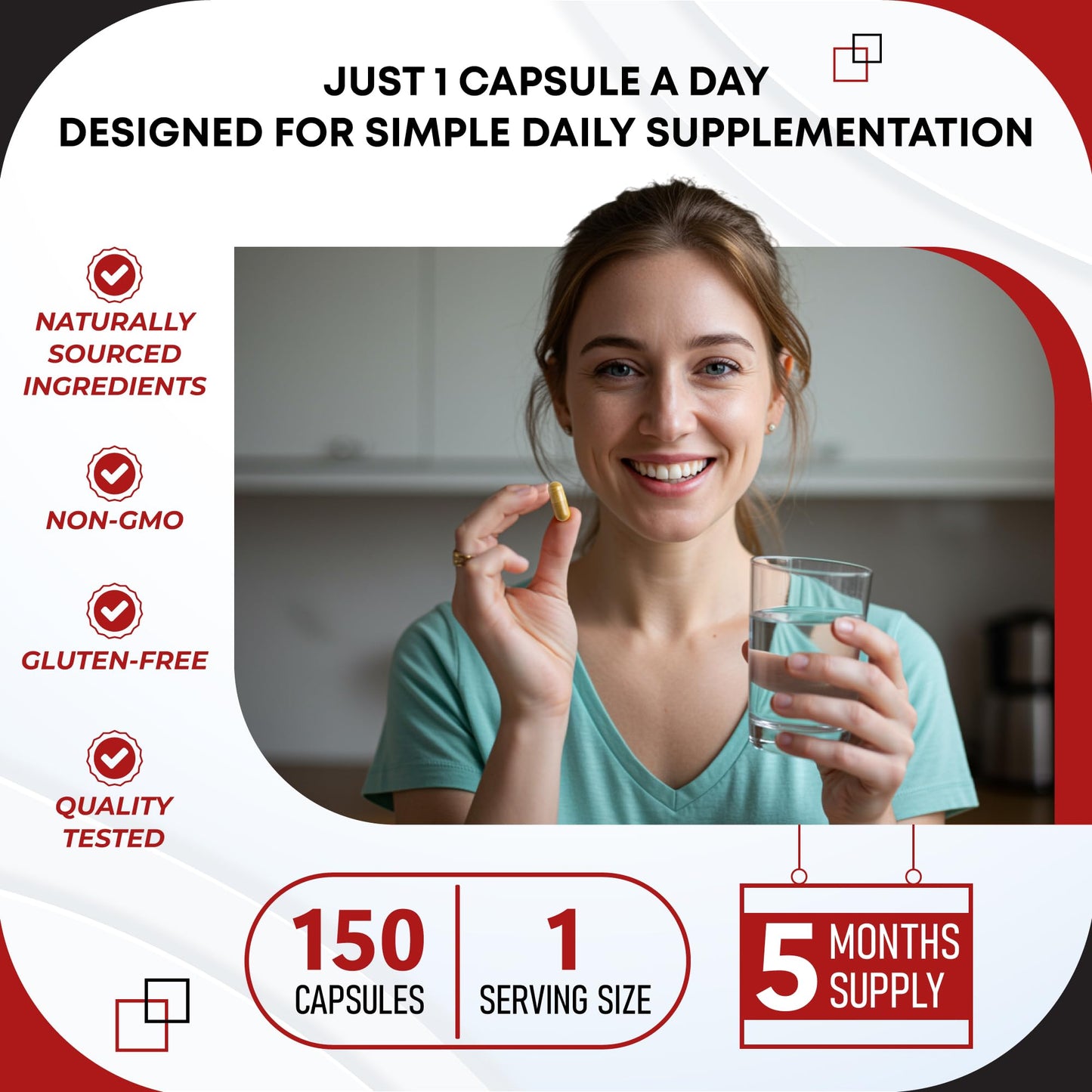 GUDOMET Cayenne Pepper Turmeric Odorless Garlic Cinnamon Fenugreek Citrus Bergamot Artichoke Blueberry Green Tea Black Pepper Capsules, 150 Count