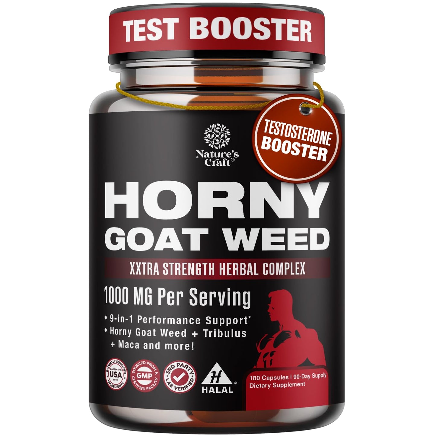 Natures Craft Horny Goat Weed for Men Capsules 180 Count