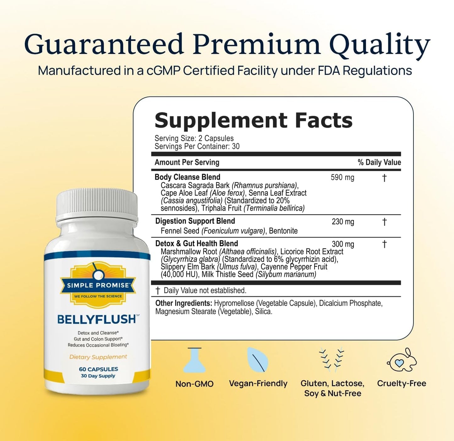 Simple Promise BellyFlush Gut & Colon Cleanse Capsules 60 Count