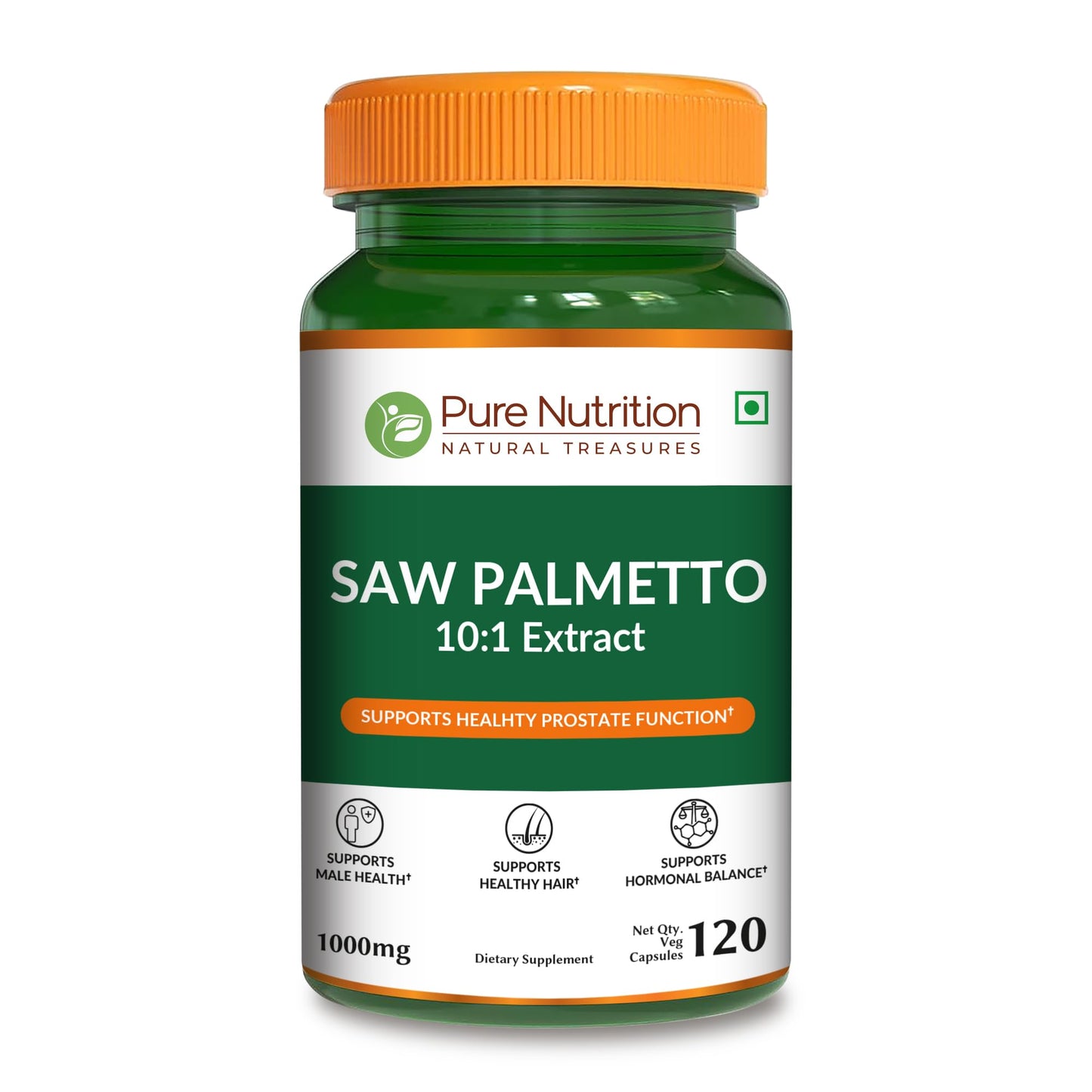 Pure Nutrition Natural Treasures Saw Palmetto 10:1 Extract Capsules 120 Count