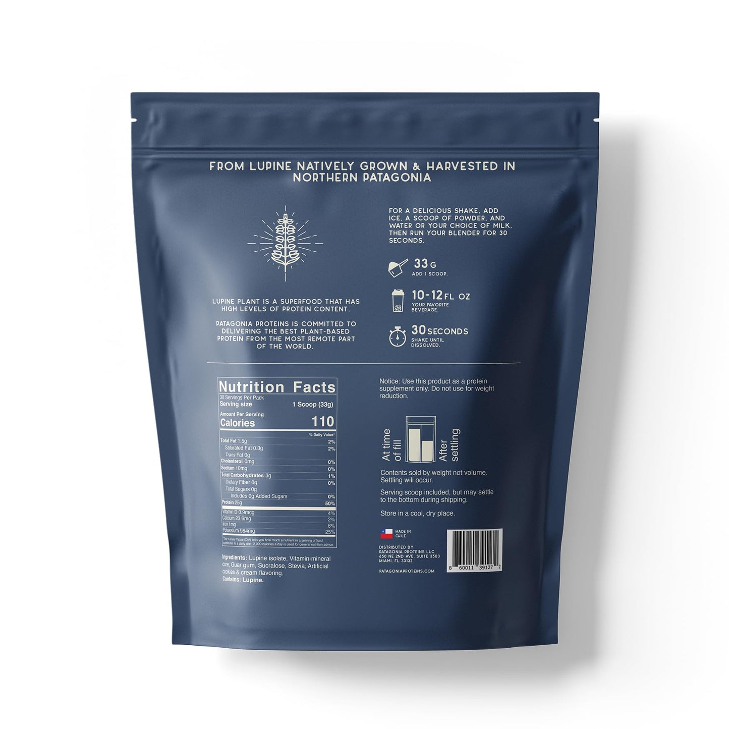 Patagonia Proteins Vegan Protein Harvested in Patagonia Protein Powder Cookies & Cream, 30 Servings
