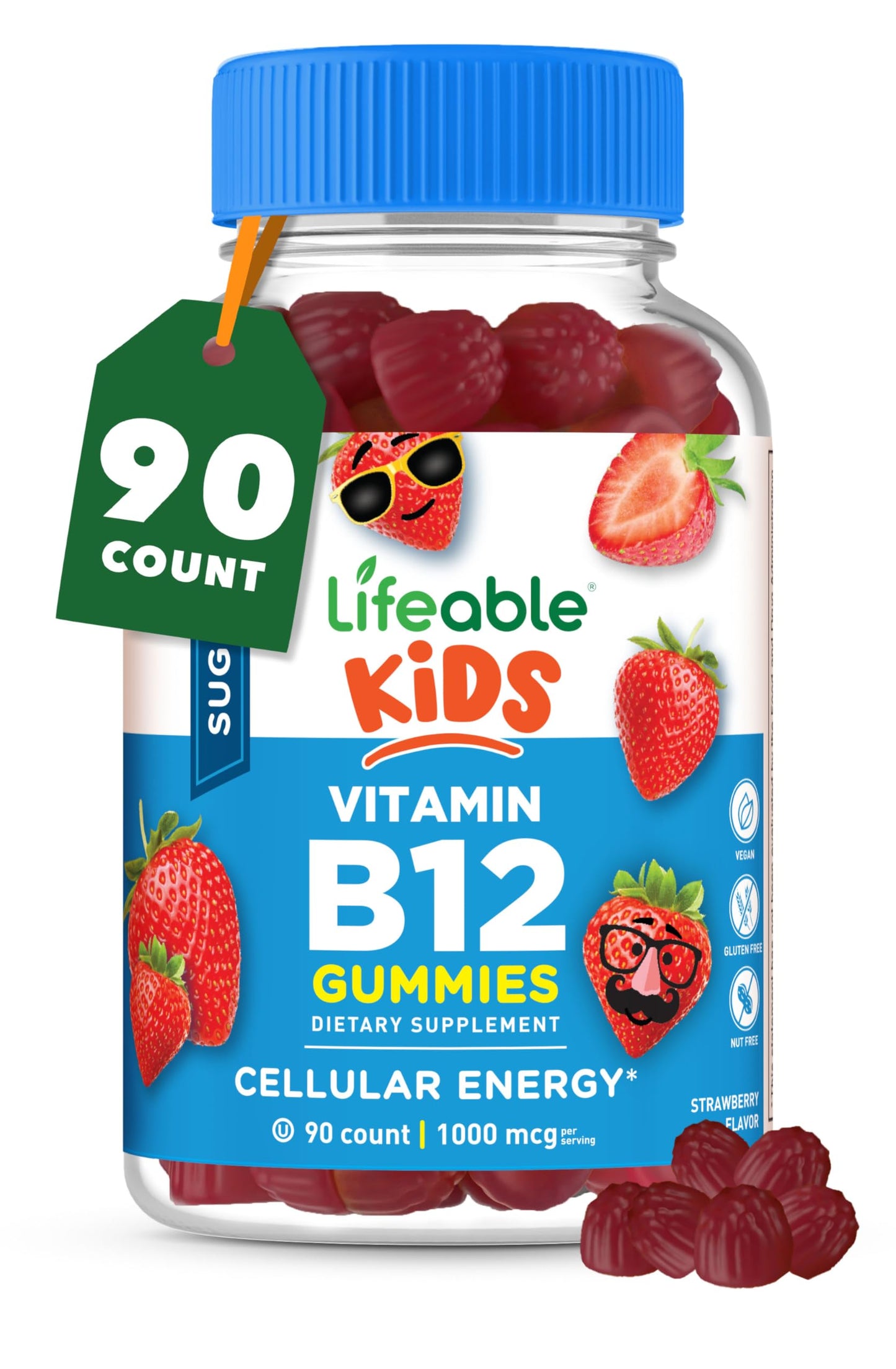 Lifeable Vitamin B12 Gummies for Kids, 1000 mcg, 90 Gummies
