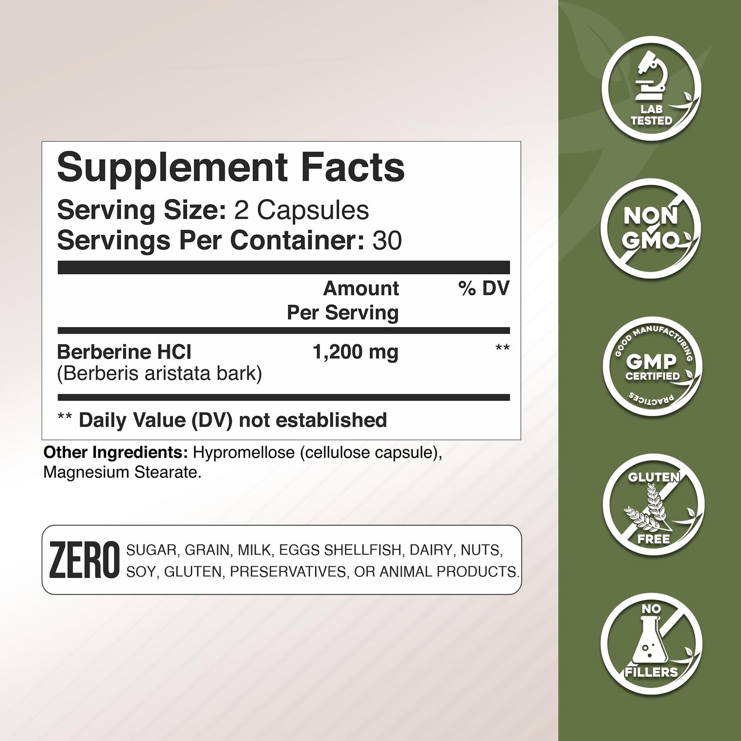 GADE NUTRITION BOOST YOUR HEALTH Berberine HCI 1200mg Capsule 60 Count