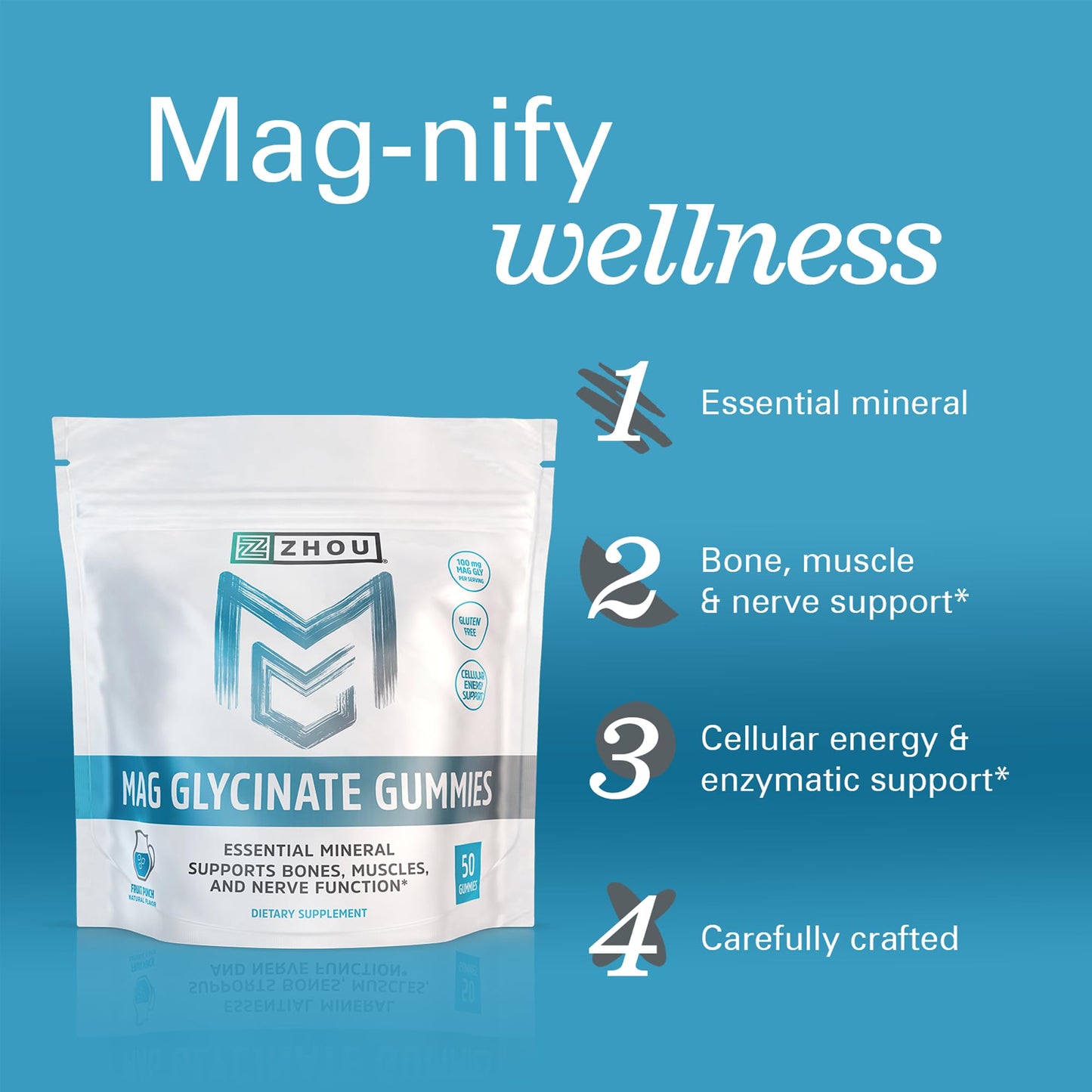 ZHOU Magnesium Glycinate Gummies 50 Count
