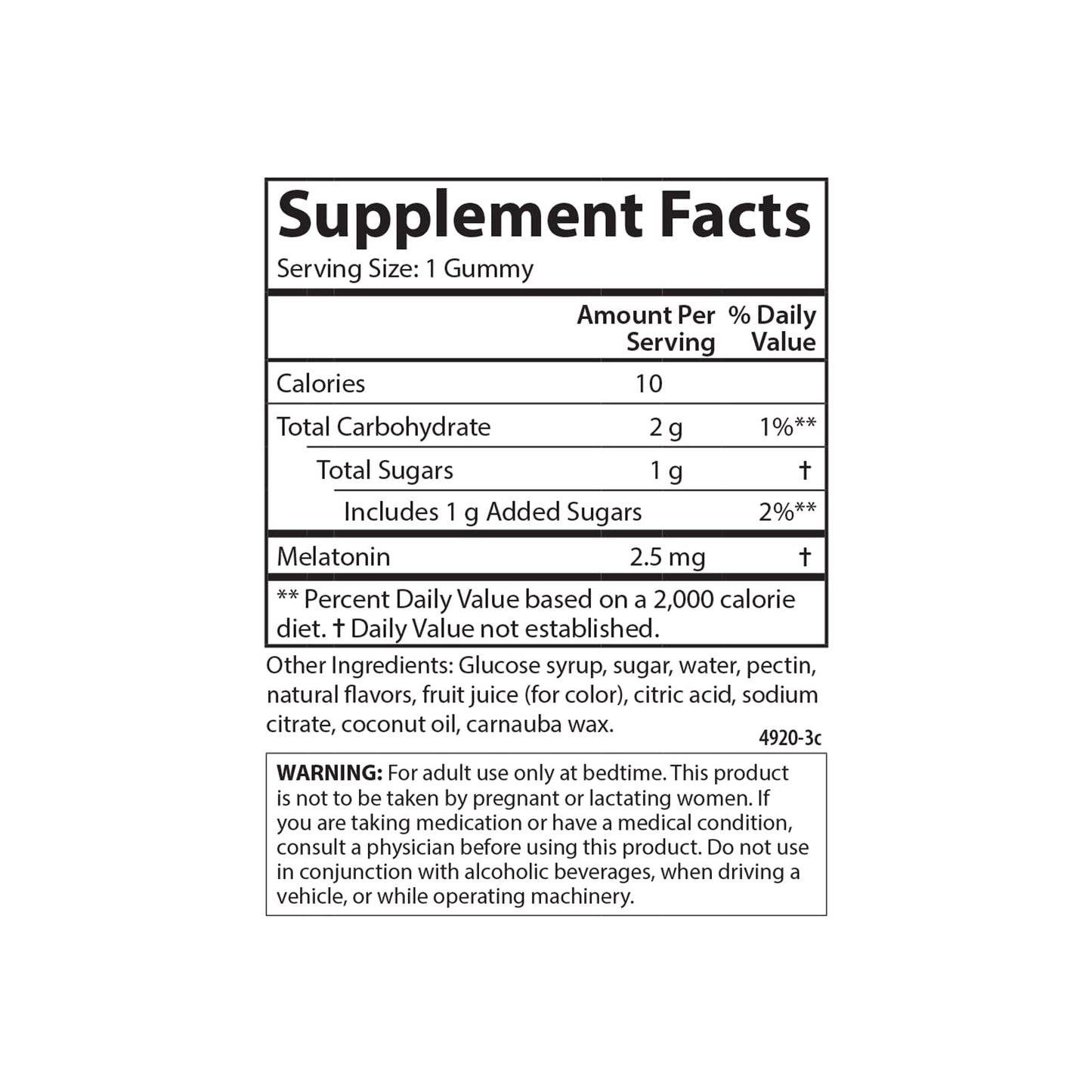 Carlson Melatonin Gummies Chewable 2.5 mg 60 Count