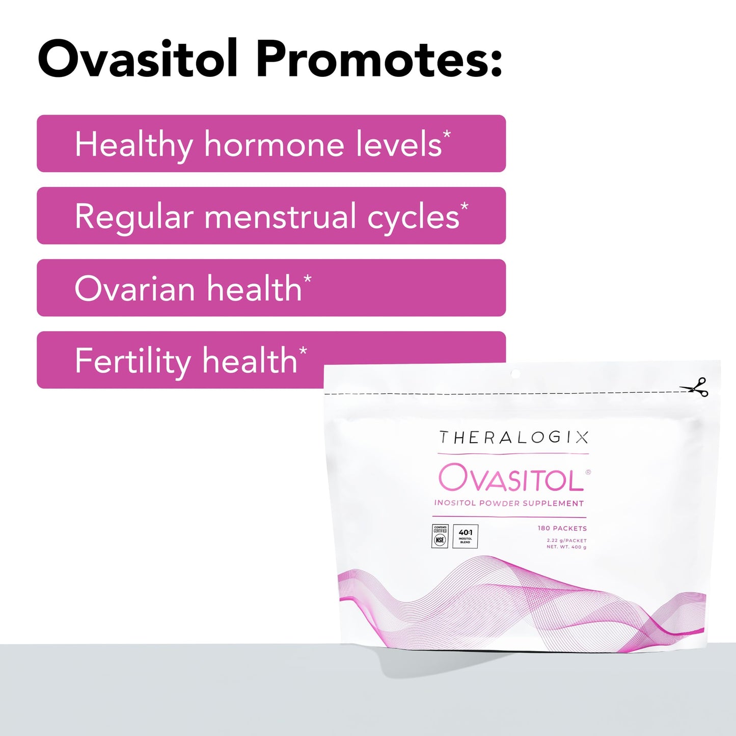 Theralogix Ovasitol Inositol Powder Packets, 180 Packets
