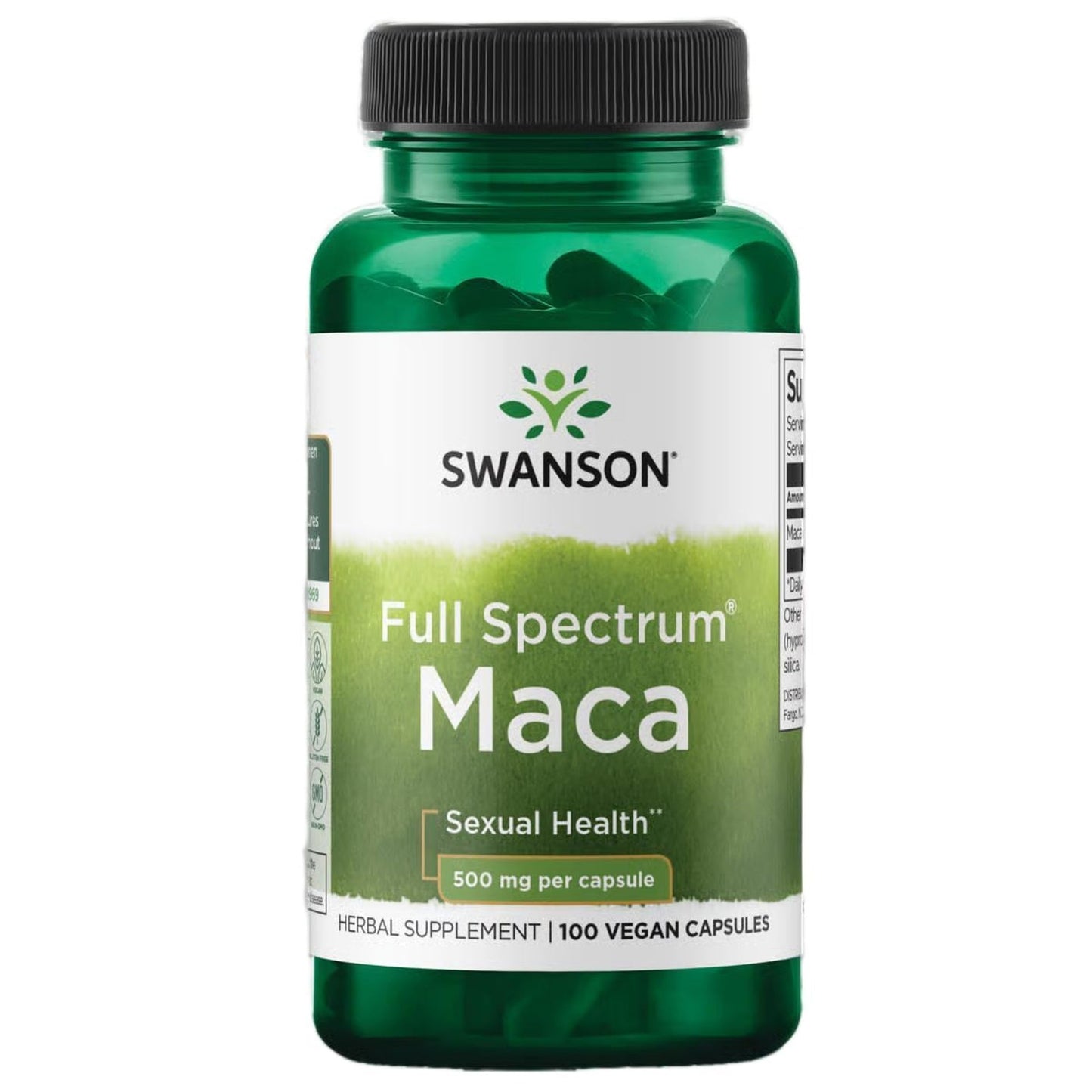 Swanson Maca 500 Milligrams VEGAN CAPSULES, 100 Capsules