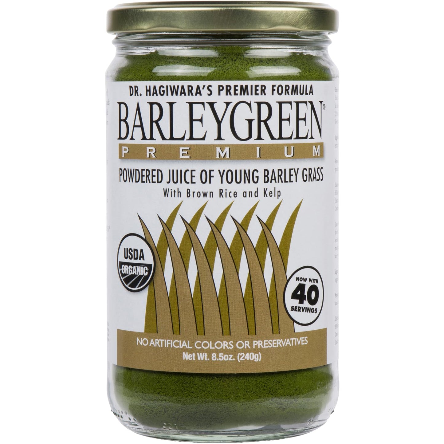 BARLEYGREEN Dr. Hagiwara's Original Premium w/Kelp - Organic Barley Grass Juice Powder, 8.5 oz
