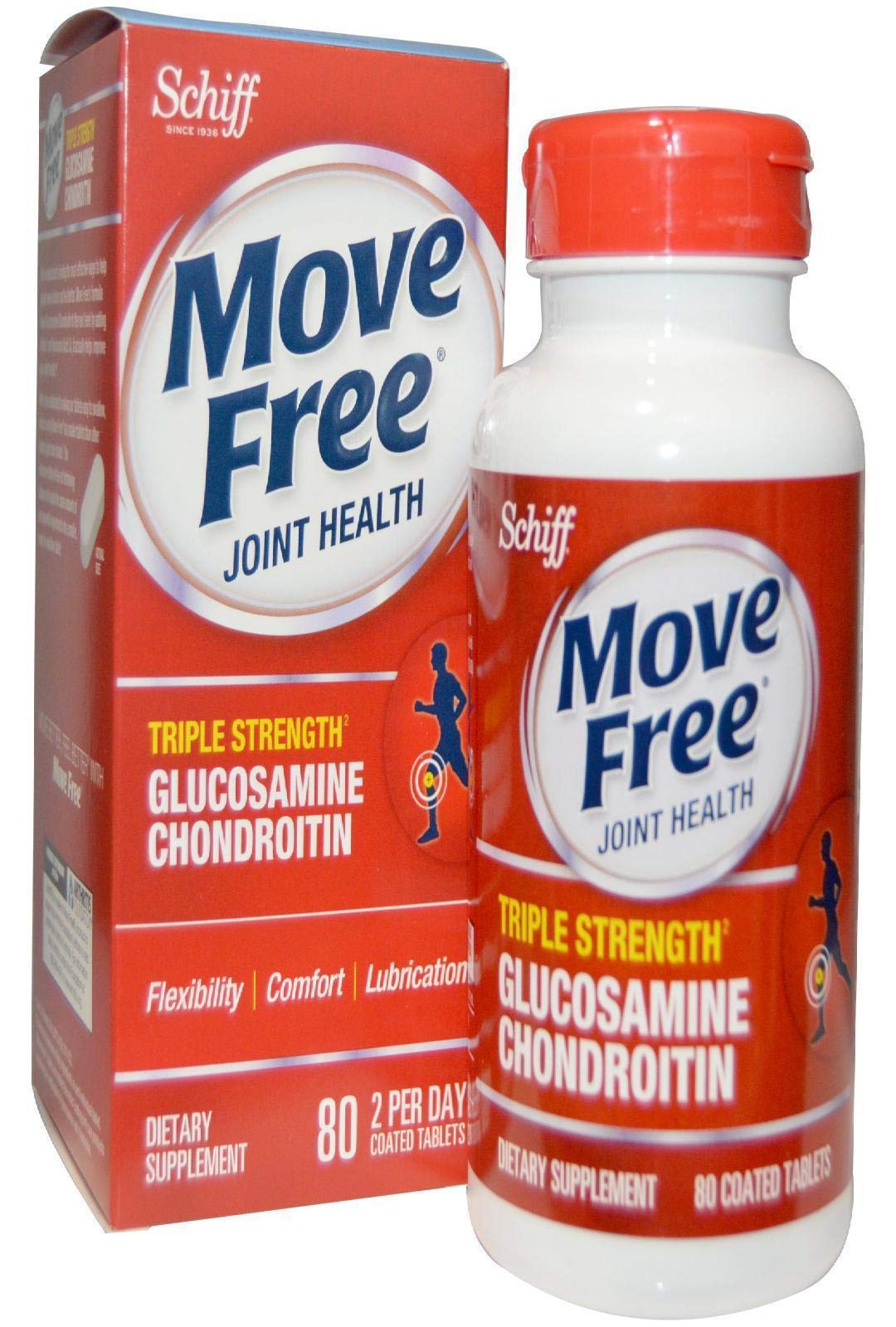 Schiff Move Free Advanced Triple Strength Plus MSM & Vitamin D3 Tablets, 80 Count