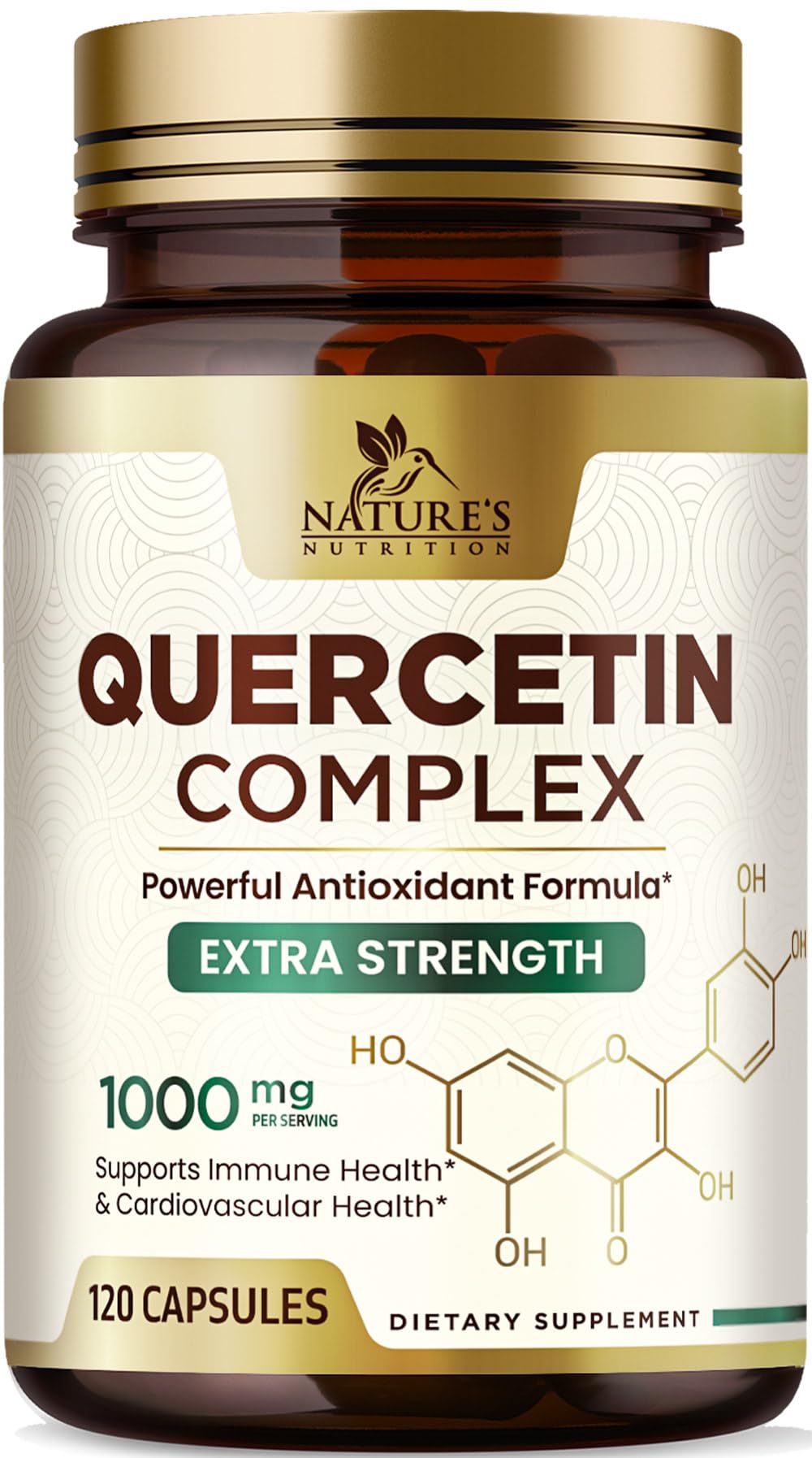Nature's Nutrition Quercetin Dihydrate 1000mg Veggie Capsules, 120 Count