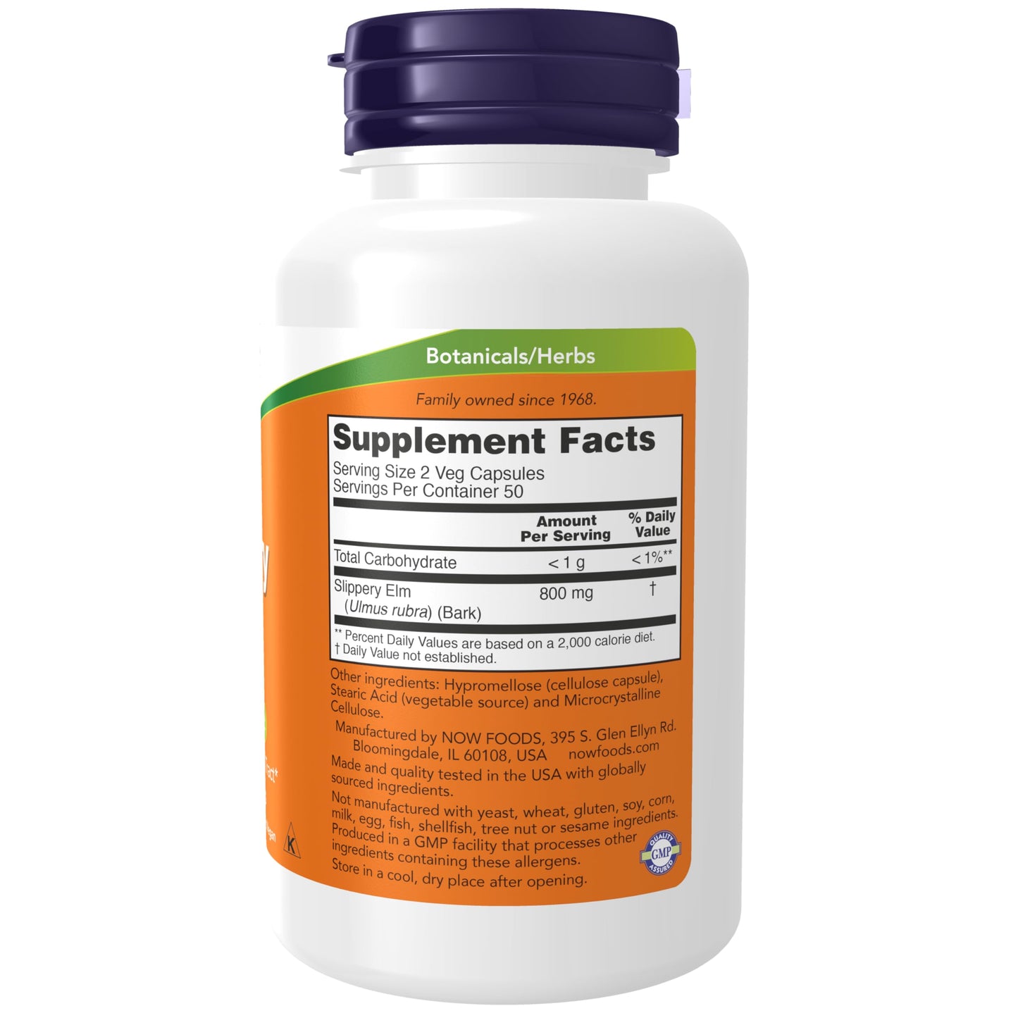 NOW Foods Slippery Elm (Ulmus rubra) 400 mg Capsules, 200 Count