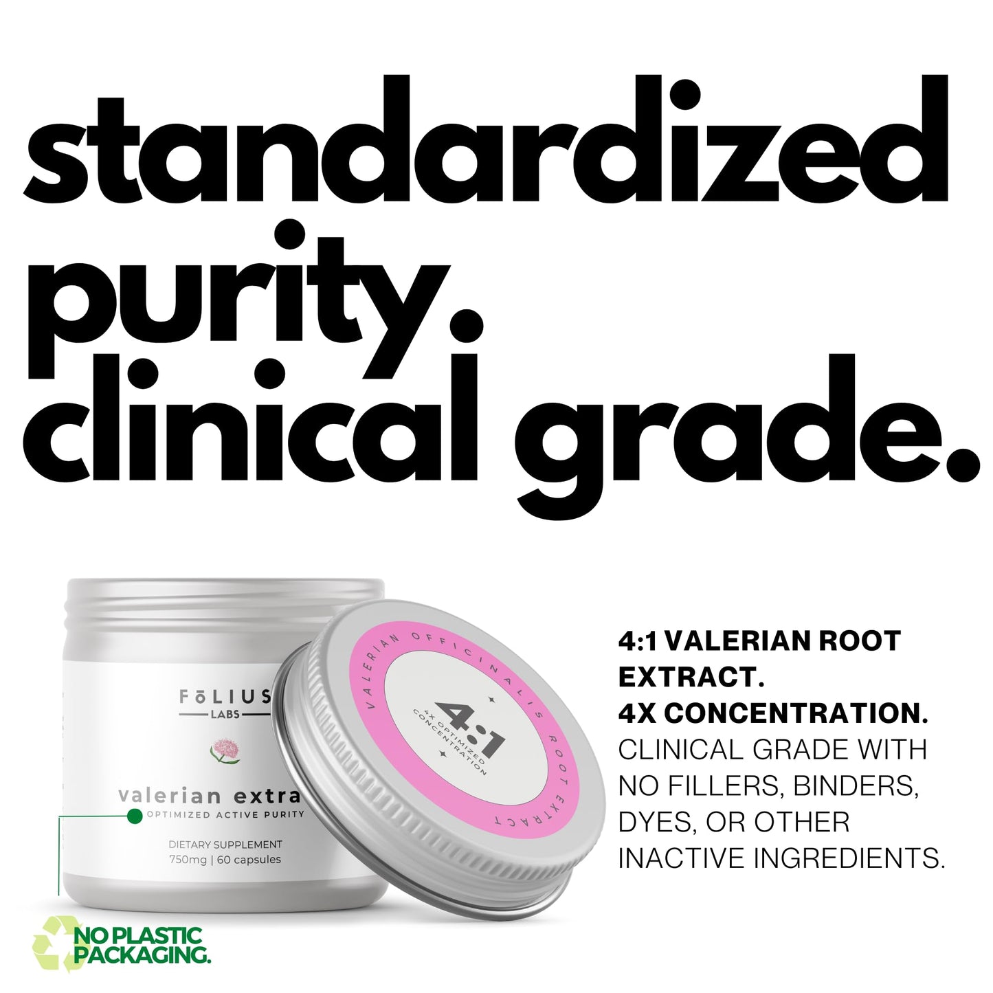 FOLIUS LABS Valerian Root 4:1 Extract Capsules, 60 Count