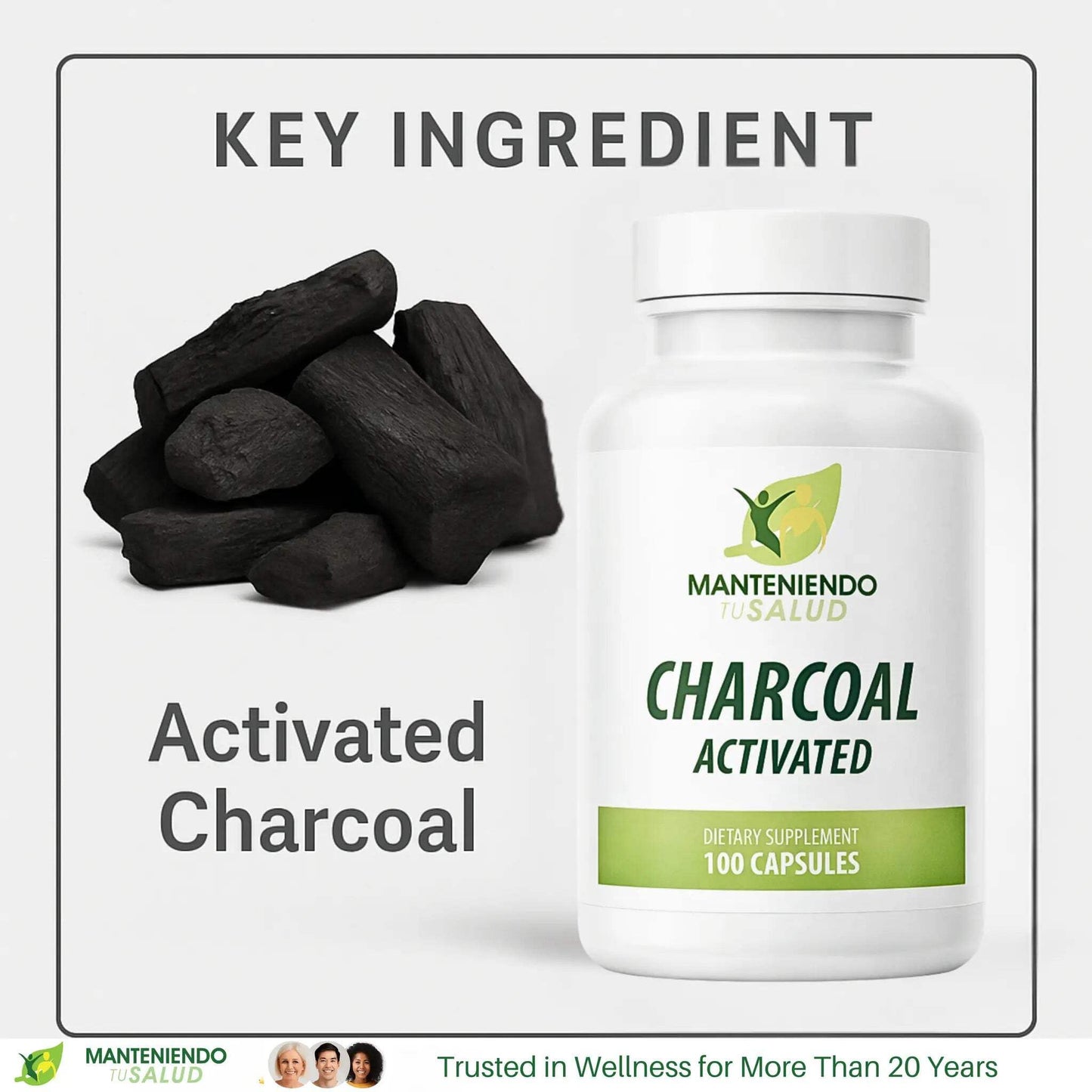 Manteniendo Tu Salud Activated Charcoal Gas Relief Capsules 100
