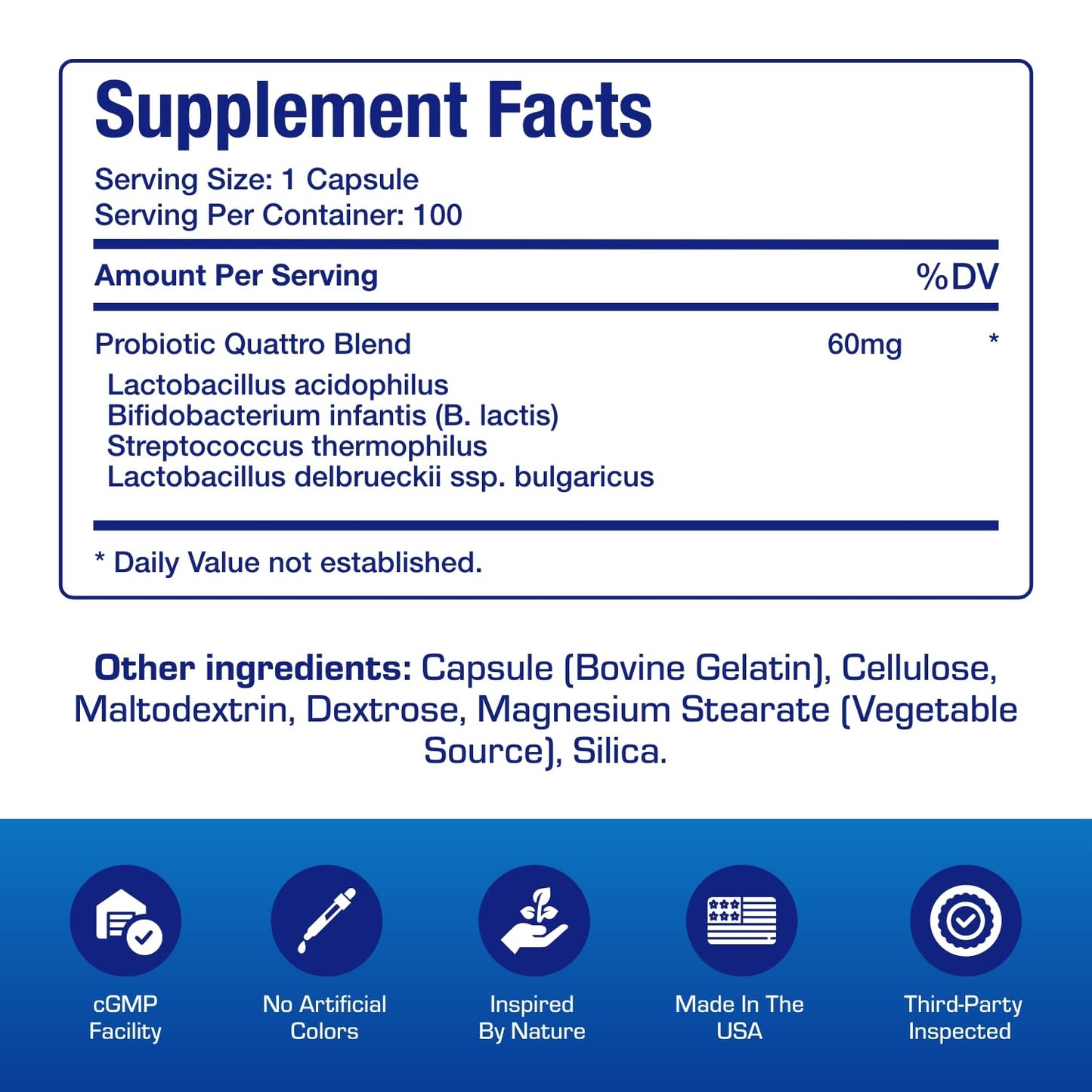 Anabolic Laboratories Advanced Digestive Probiotics for Women & Men - 4 in 1 Quadbiotic with Lactobacillus & Bifidobacterium, Capsule, 100 Servings