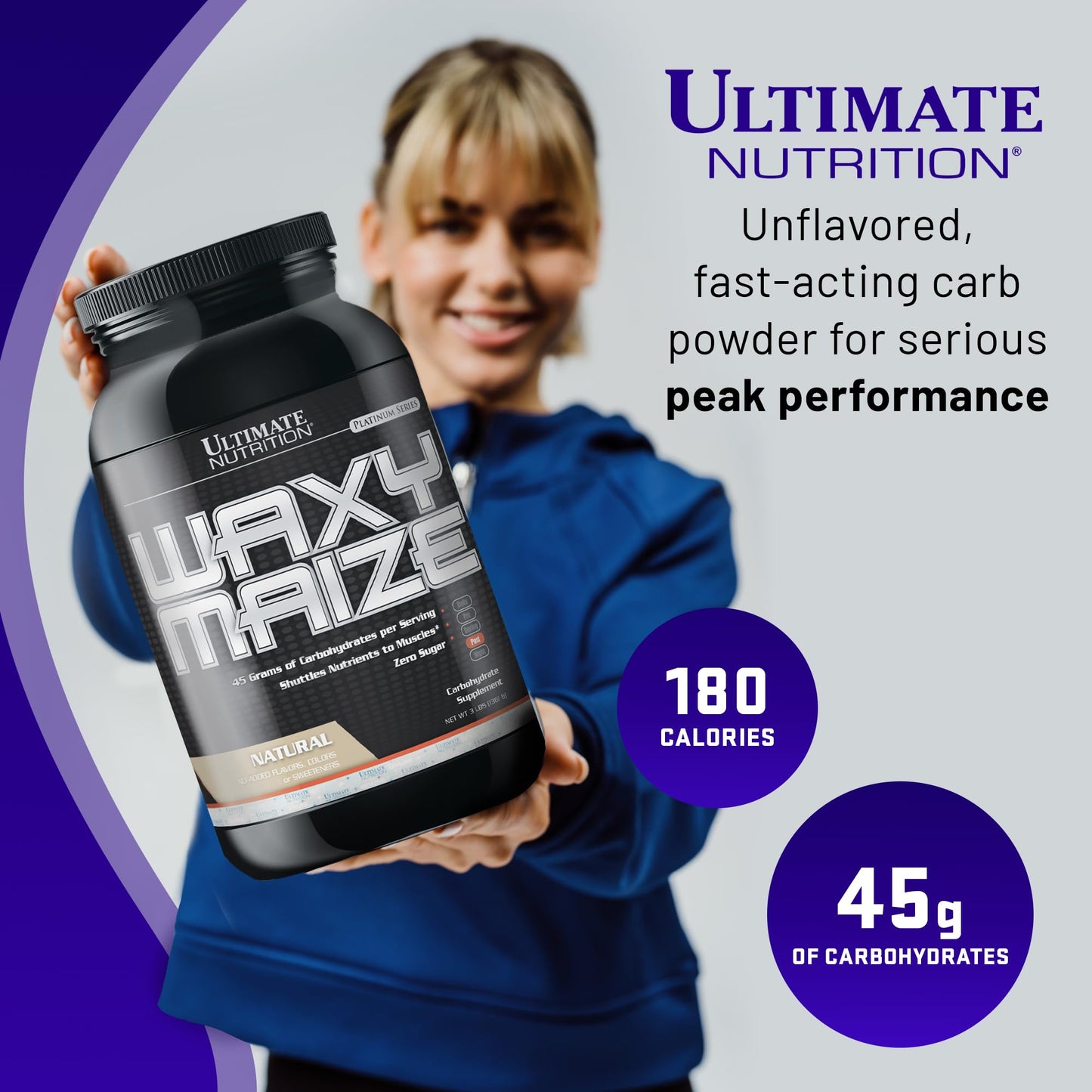 Ultimate Nutrition Carbohydrate Supplement, Wazy Maize - Unflavored Carb Protein Shake Powder & Muscle Builder for Post Workout - Zero Sugar, No Added Flavors, Colors Or Sweeteners 3