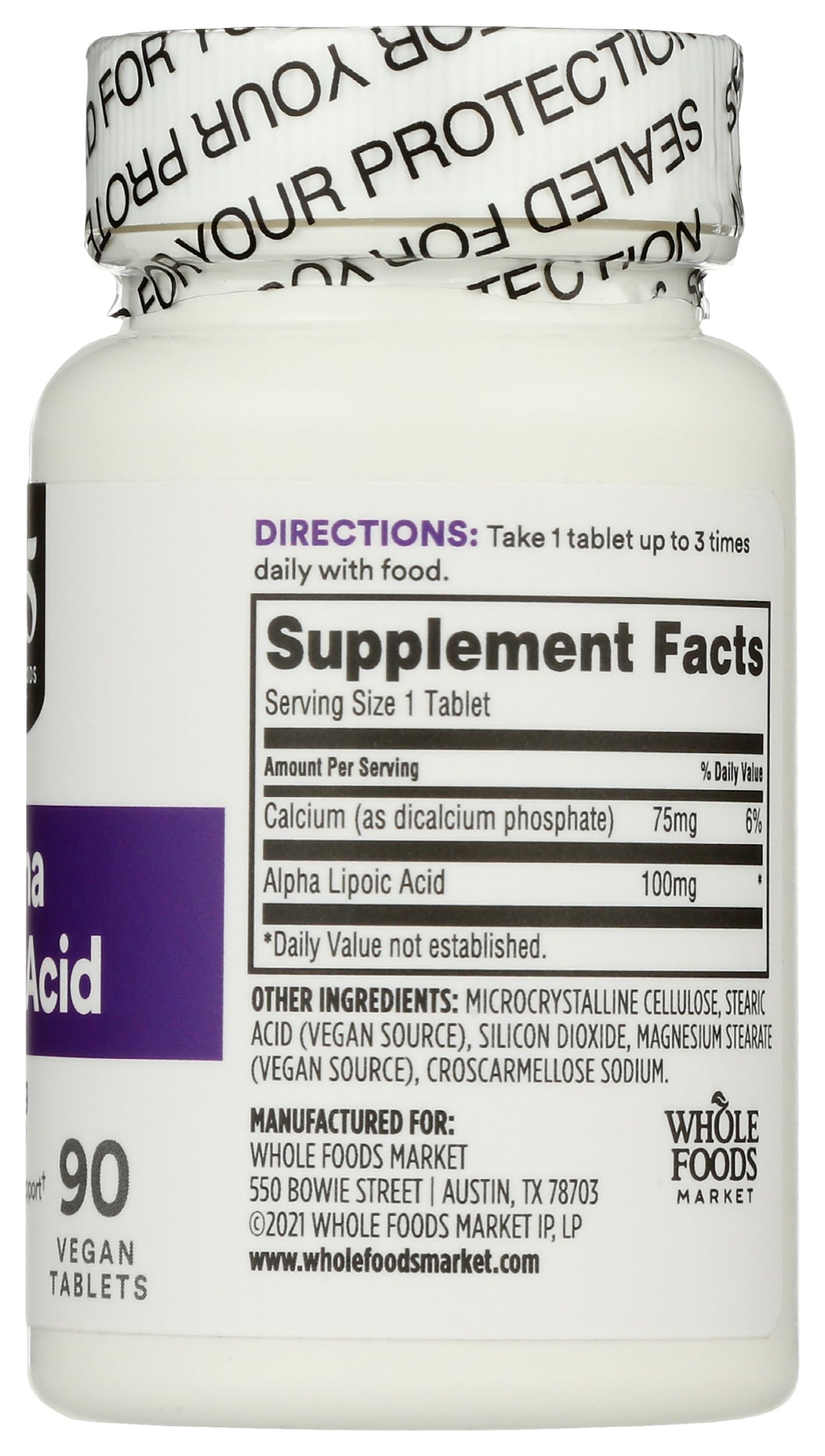 365 by Whole Foods Market Alpha Lipoic Acid 100mg Tablets 90 Count