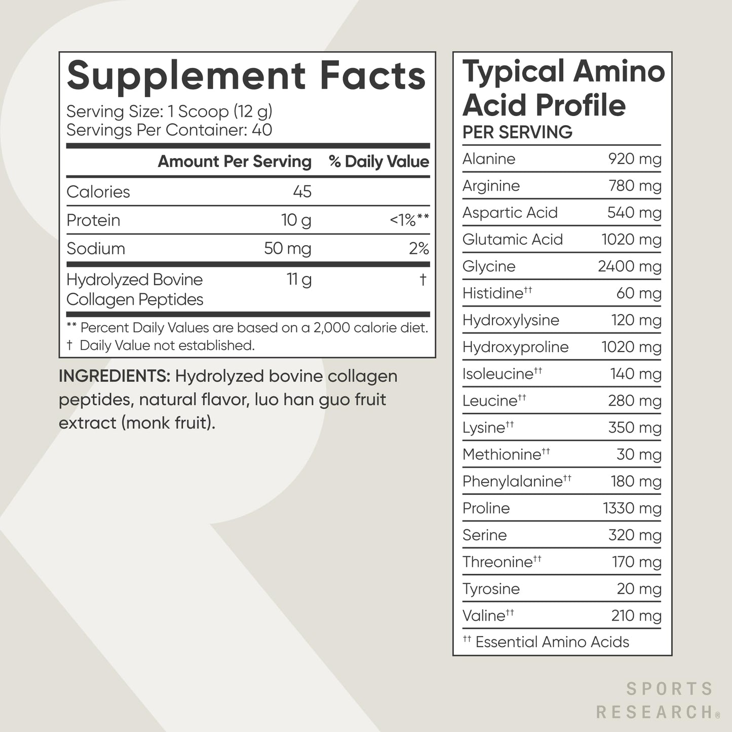 Sports Research Collagen Peptides Protein Powder, Vanilla Powder, 16