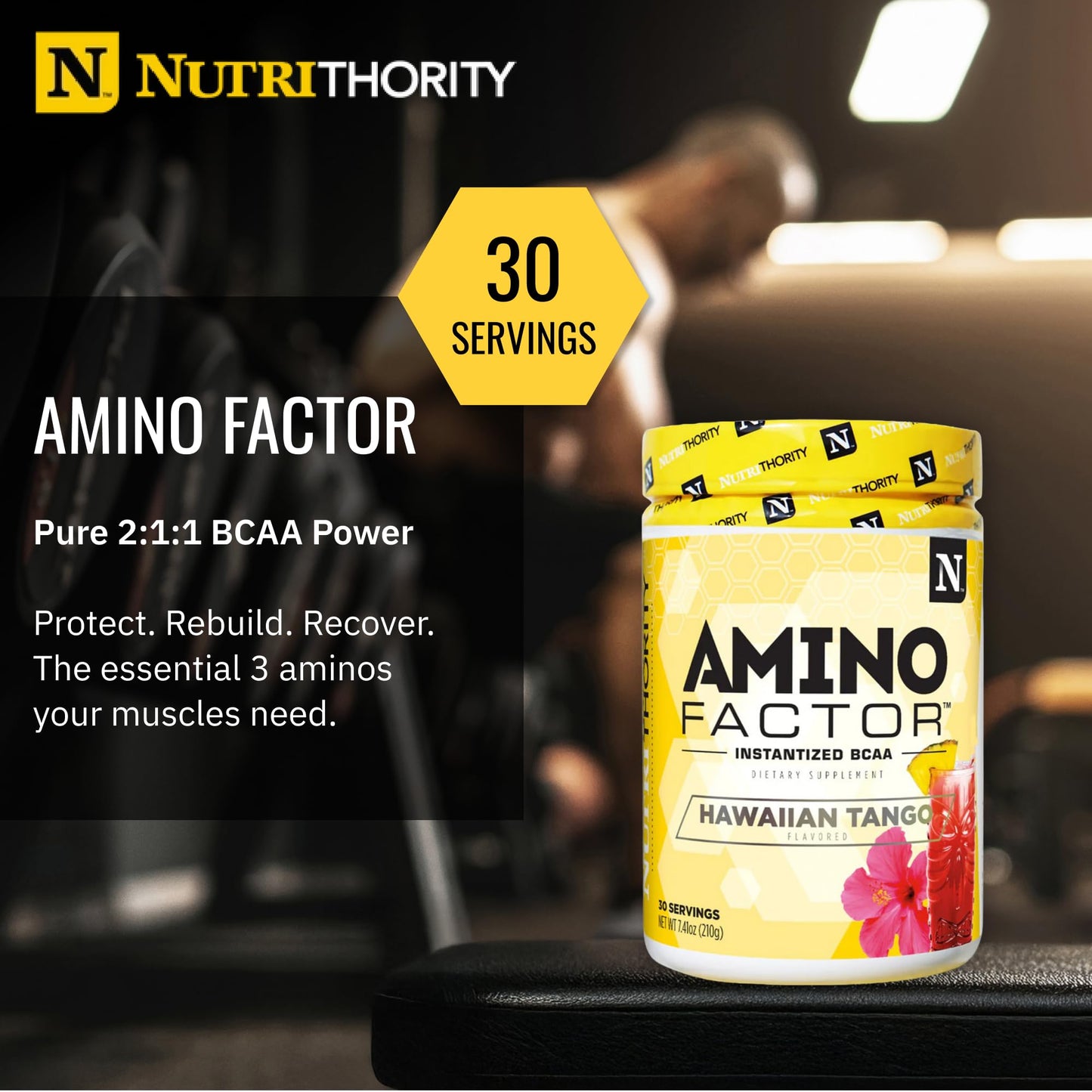 Nutrithority BCAA Powder Hawaiian Tango, 25 Servings