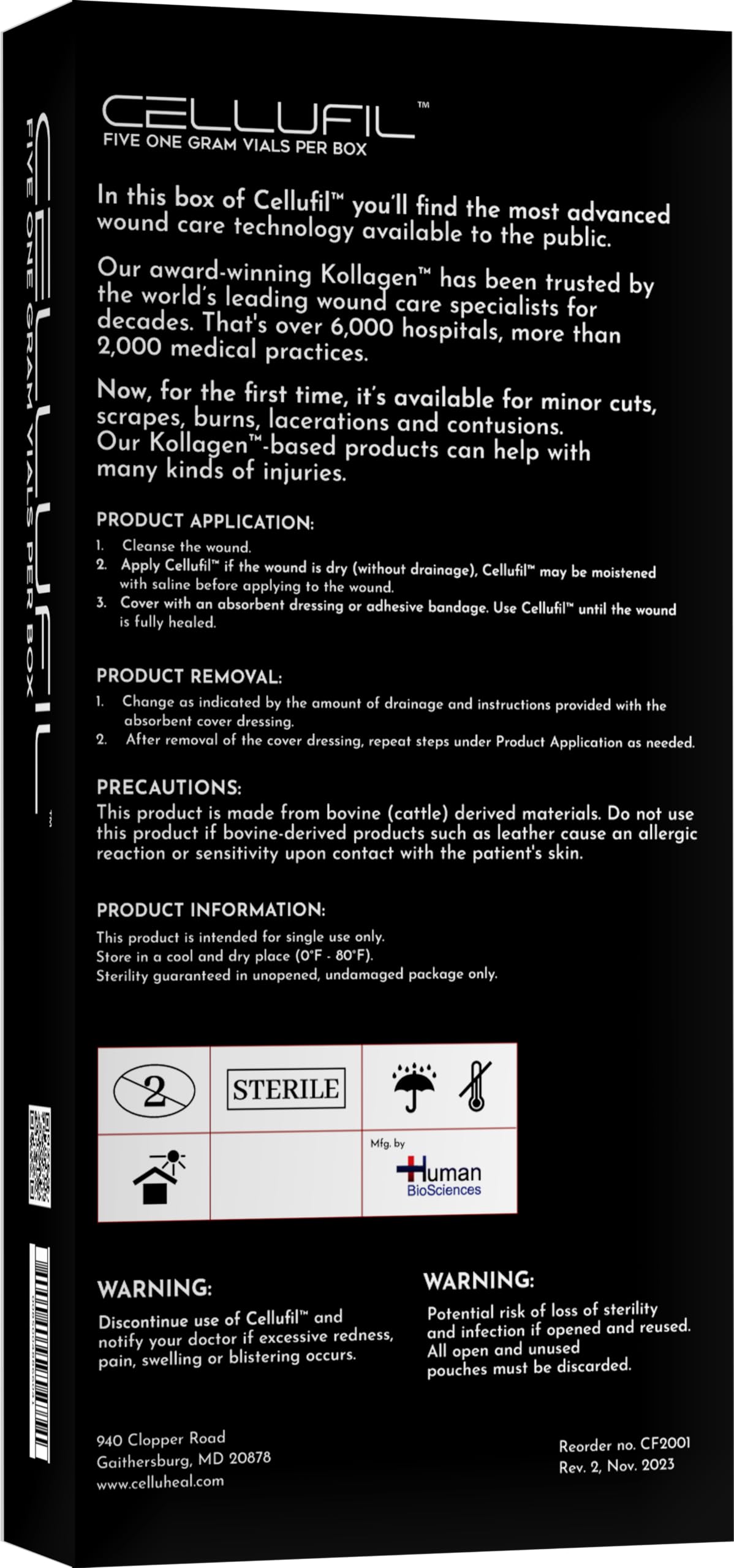 Celluheal Cellufil Collagen Particles for Advanced Wound Care Powder, 5 Vials