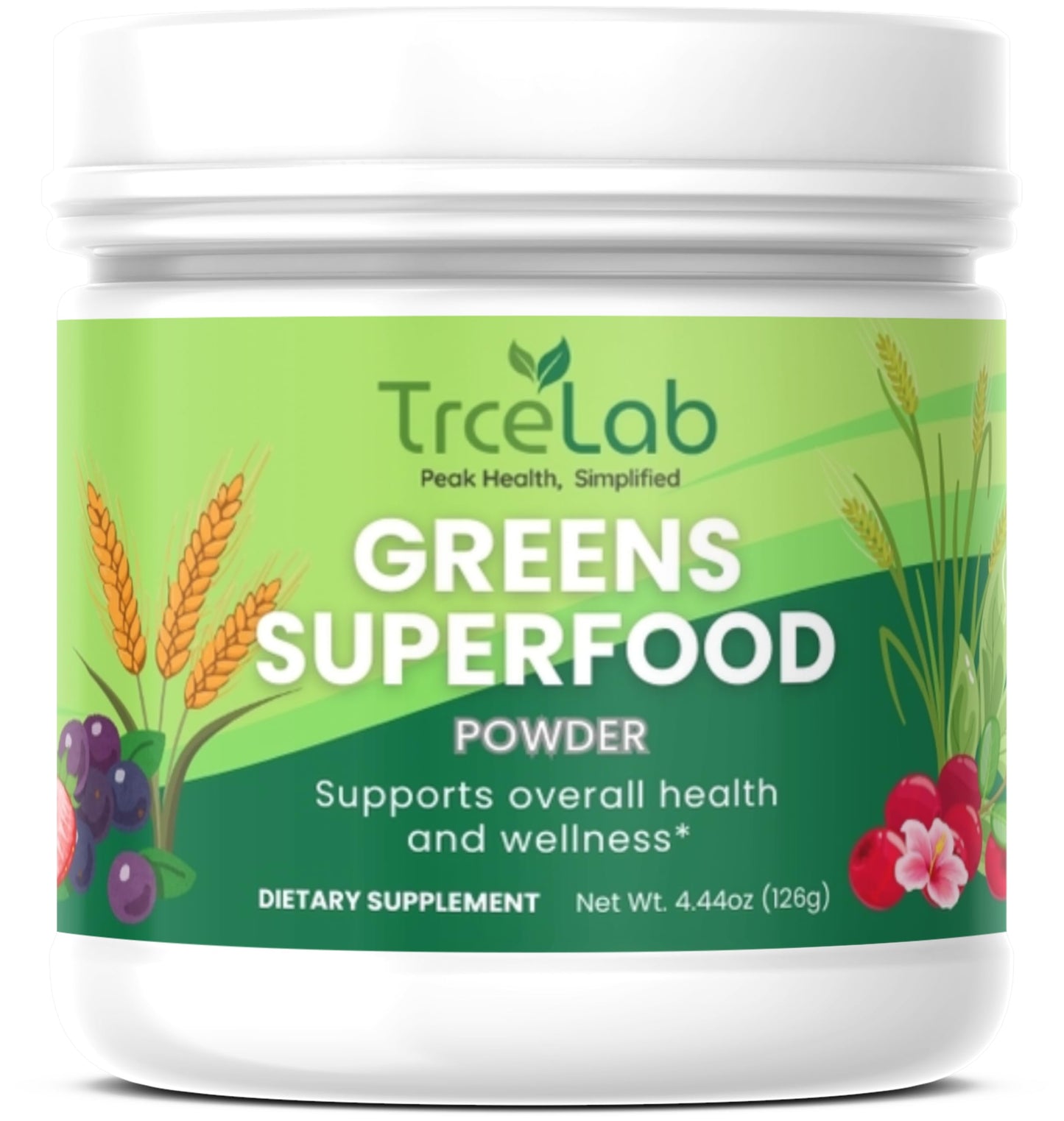 TRCELAB Super Greens Powder with Inulin & Ginger Root, 4.4 Ounce