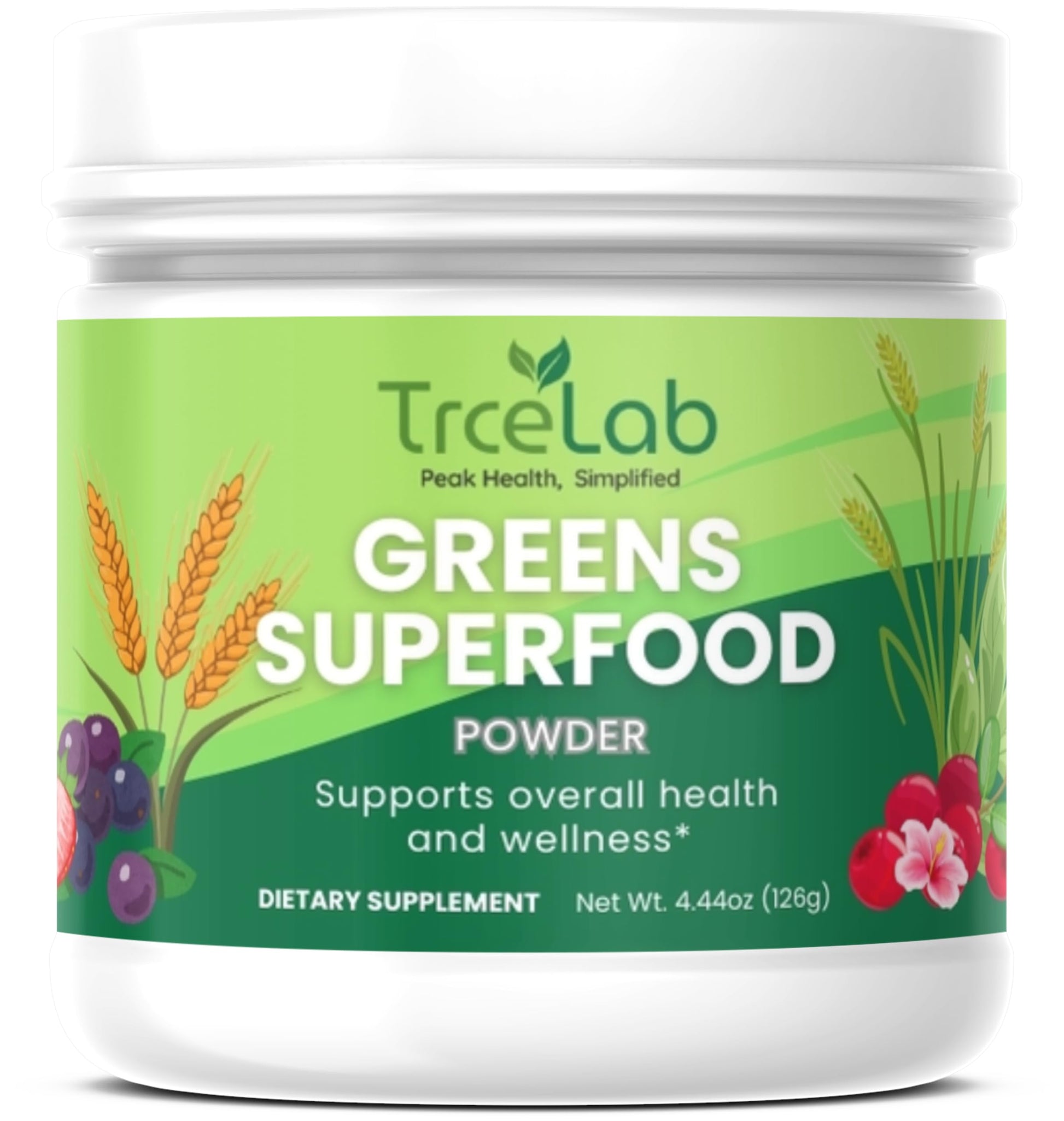TRCELAB Super Greens Powder with Inulin & Ginger Root, 4.4 Ounce