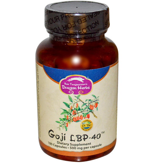 Dragon Herbs Goji LBP-40 500 mg Vegetarian Capsules, 100 Count