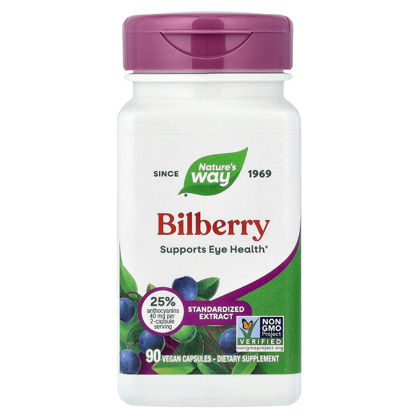 Nature's Way Bilberry Standardized Extract Veg Capsules 90 Count