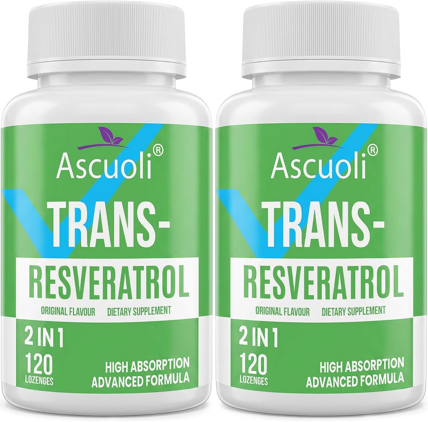 Ascuoli Trans-Resveratrol Purity 99%, 3-in-1 Advanced Formula Resveratrol Supplement for NAD+, Immune & Energy Support, Anti-Aging, Skin Health & Antioxidant, 240 Tablets