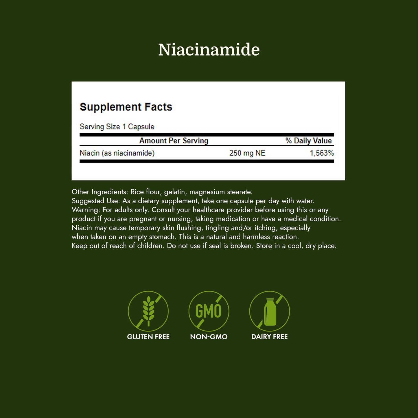 Swanson Niacinamide Vitamin B3 Supplement 250 Capsules
