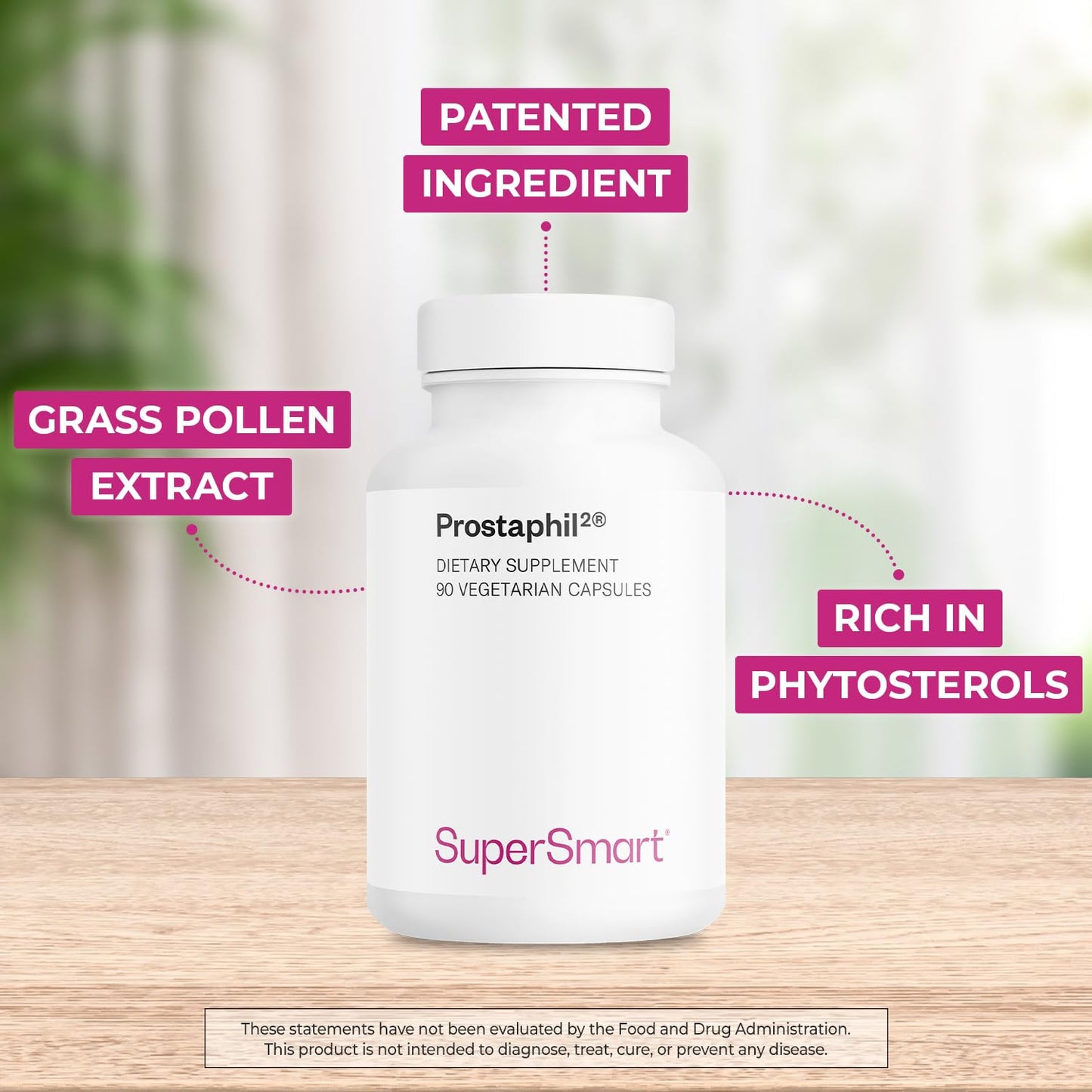 Supersmart Prostaphil2 900mg per Day Natural Grass Pollen Extract Rich in Phytosterols Beta-Sitosterol Capsule, 90 Vegetarian Capsules