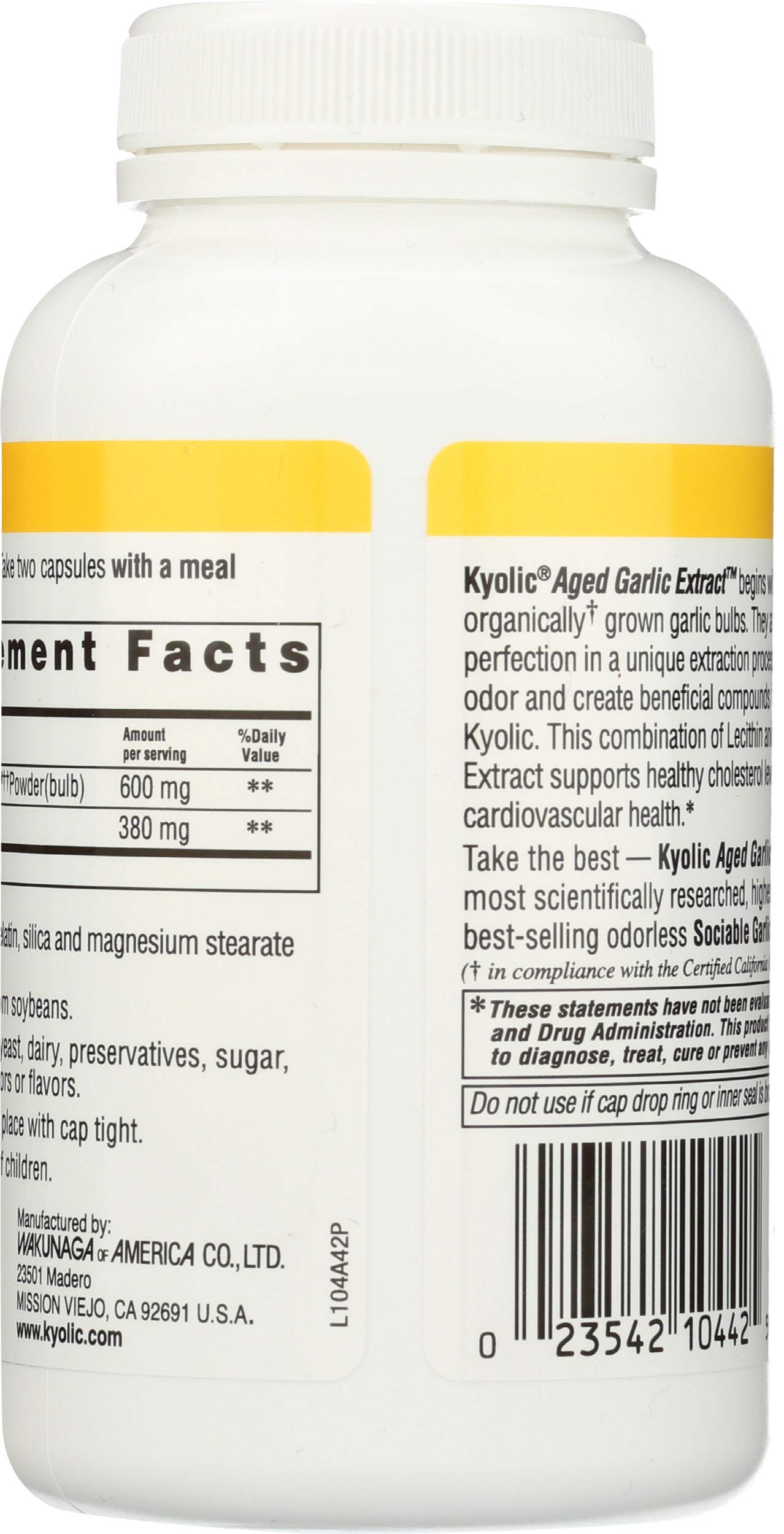 Kyolic Garlic with Lecithin Capsules 1 Capsule
