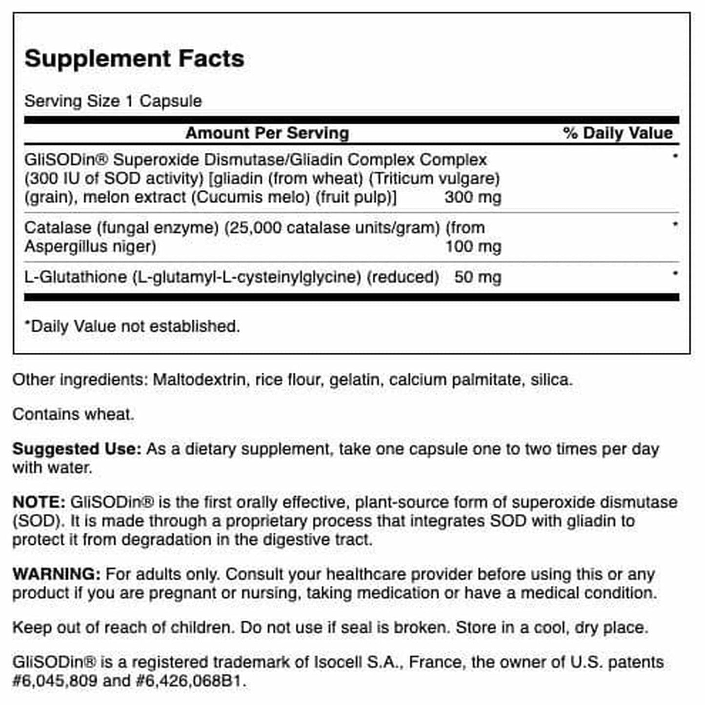 Swanson SOD Gliadin Complex - Glisodin 60 Capsules
