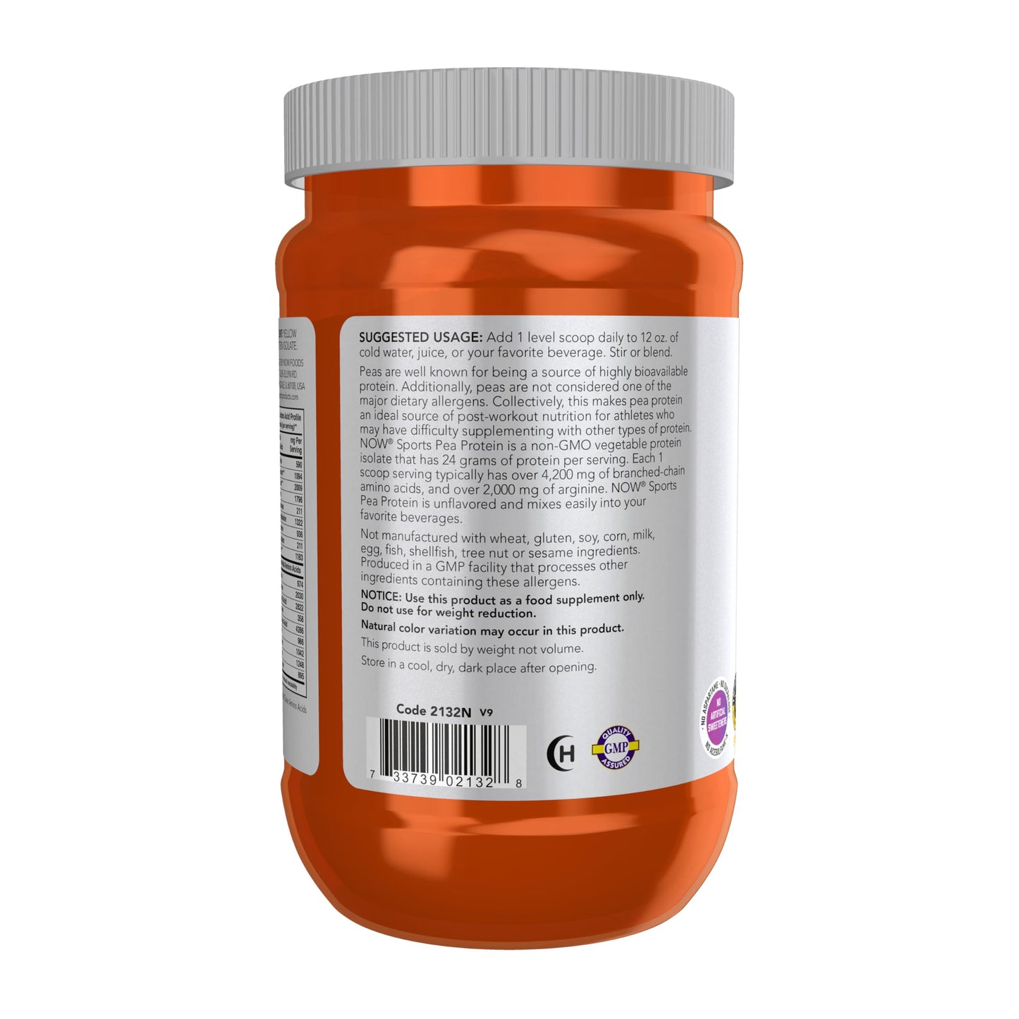 NOW Foods Pea Protein Powder 24 g, 12-Ounce