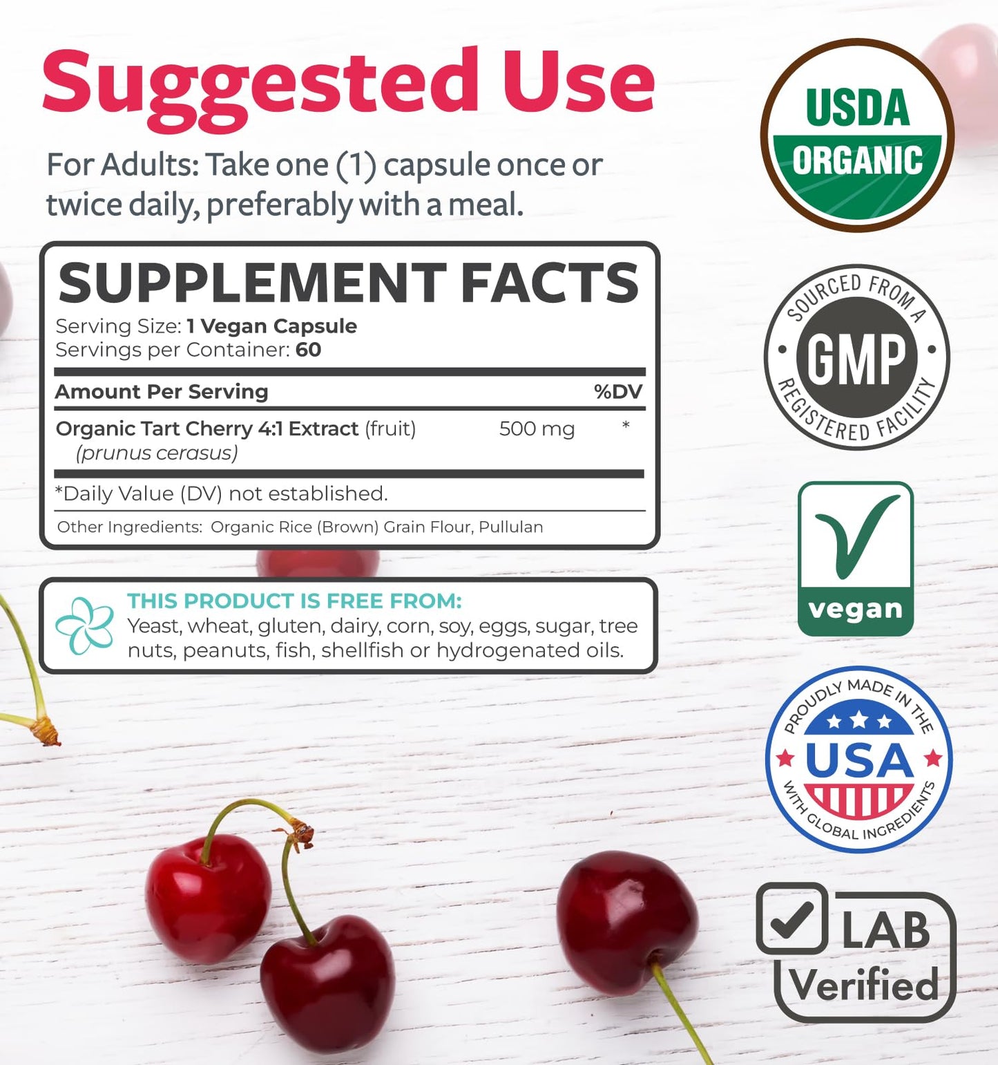 PURE CO Organic Tart Cherry Capsules Capsule 60 Capsules