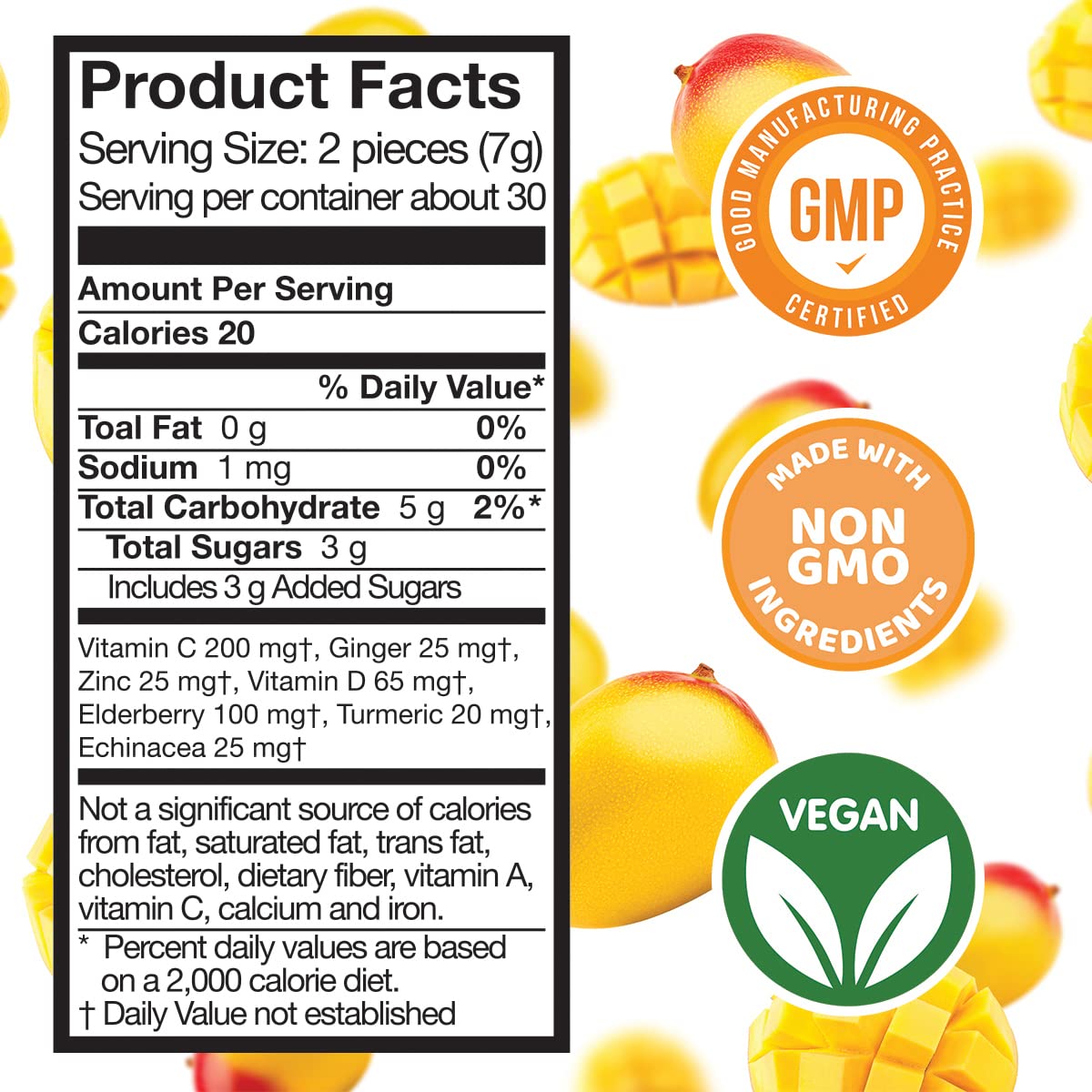 Safer Products Safer Super Immunity Gummies with Vitamin C for Adults, Immune Support Multivitamin with Ginger, Zinc, Elderberry, Turmeric, Echinacea, Vegan Plant Based Gummies, Mango Flavor 60 Count