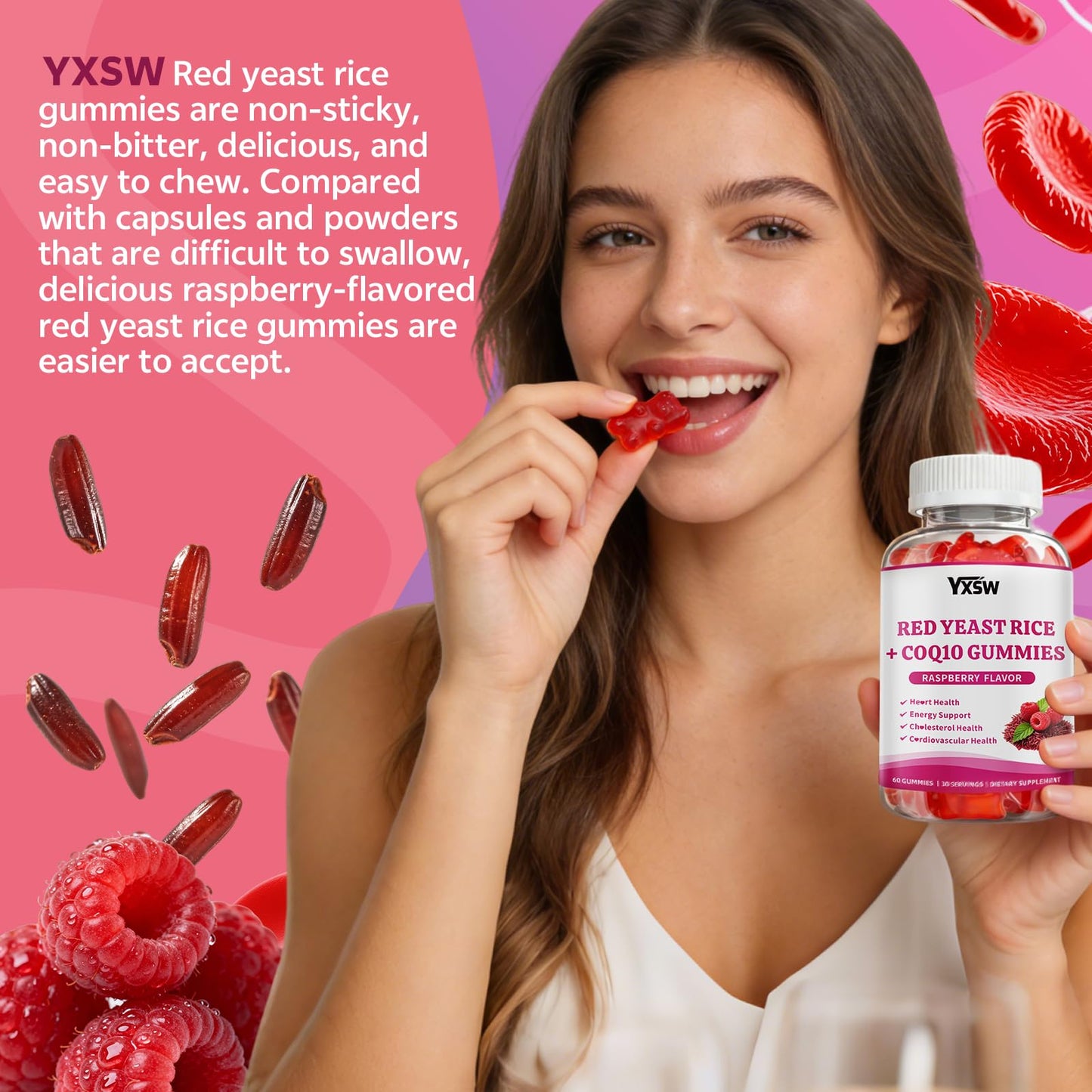 YXSW Red Yeast Rice with CoQ10 Gummies, 60 Count