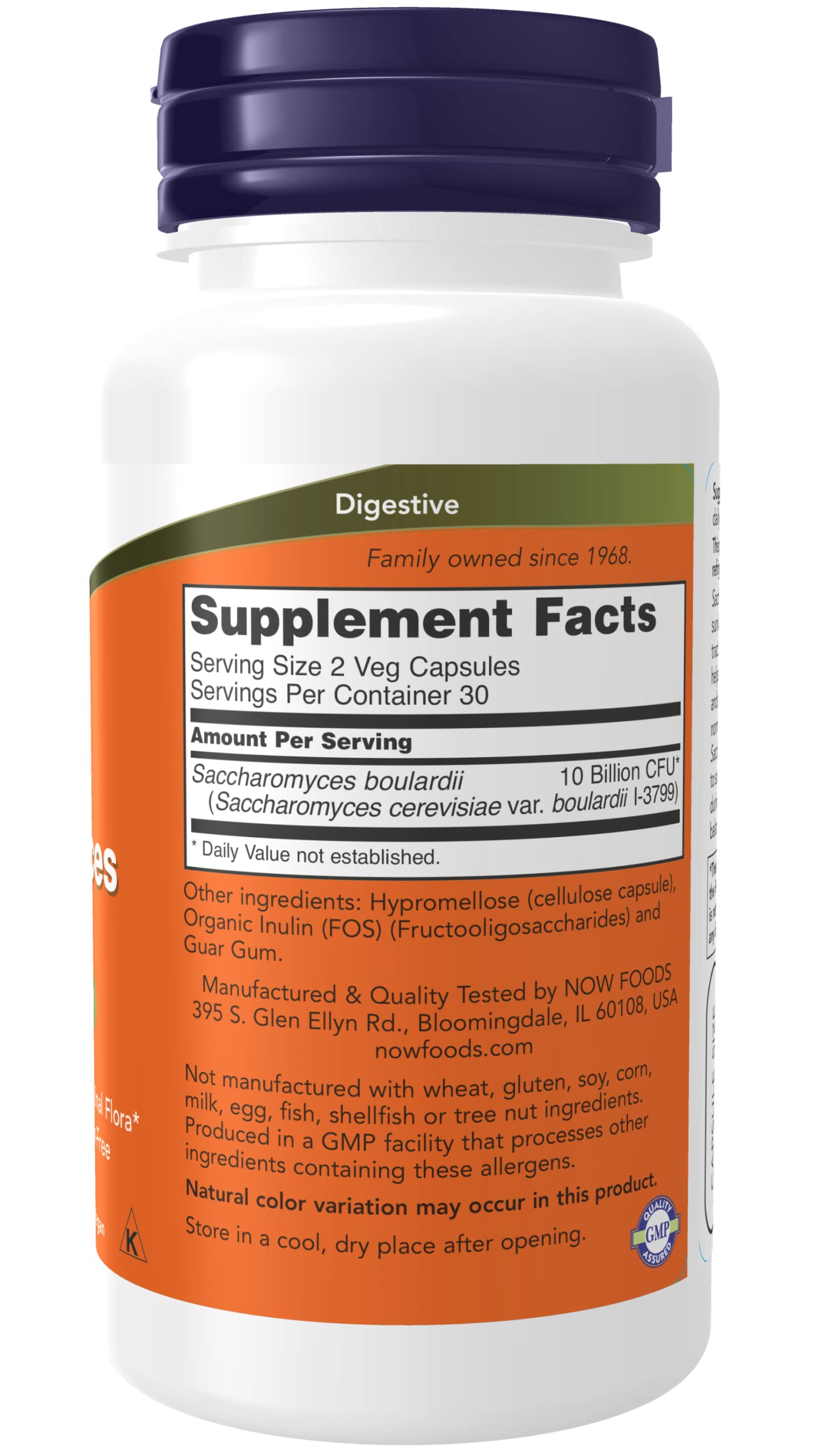 NOW Foods Saccharomyces Boulardii Gastrointestinal Support, 60 Capsules