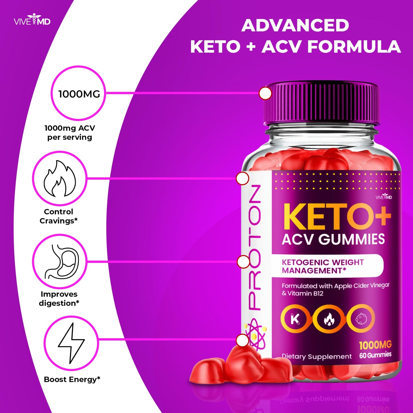 VIVE MD Proton Keto ACV Gummies 60 Count