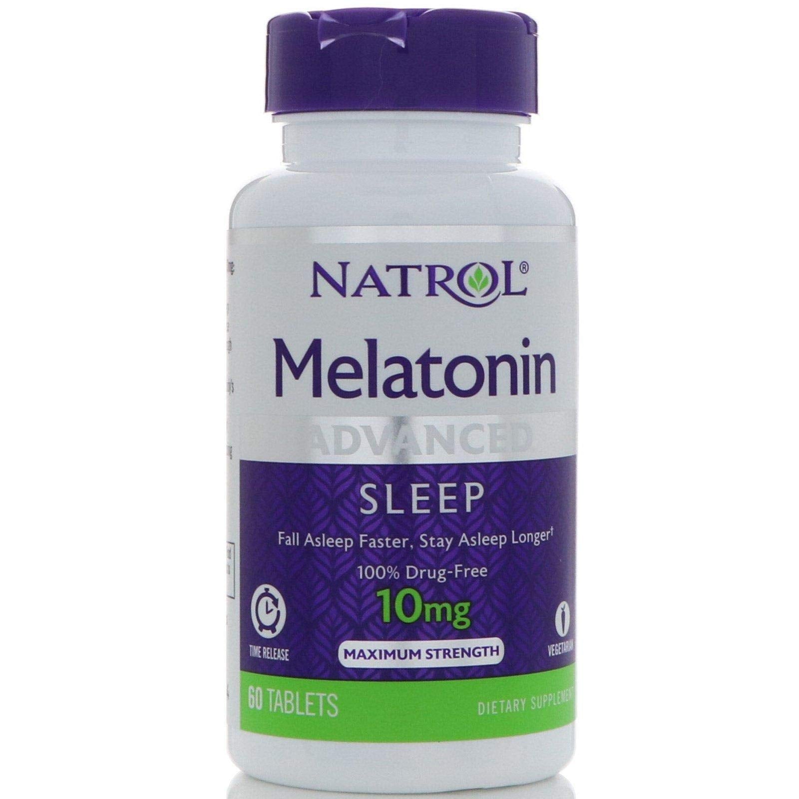 Natrol Advanced Sleep Melatonin Tablets Maximum Strength 10 mg 60 Count