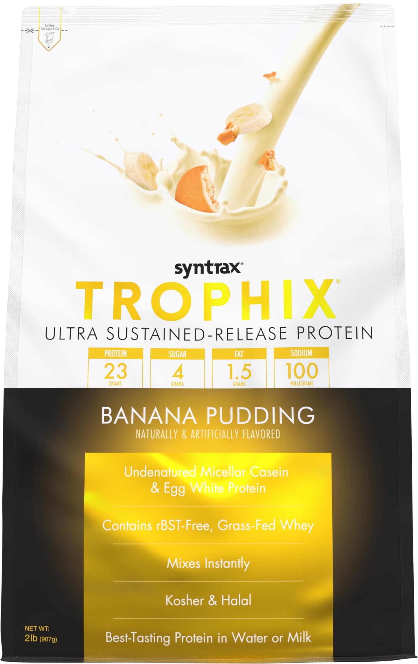 Syntrax Trophix Ultra Sustained-Release Protein Powder Blend, Banana Pudding, 32 Servings